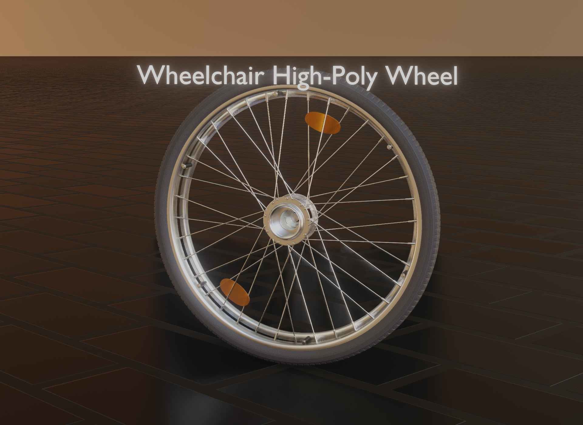Wheelchair Wheel with Procedural PBR Material Setup 3D model_81