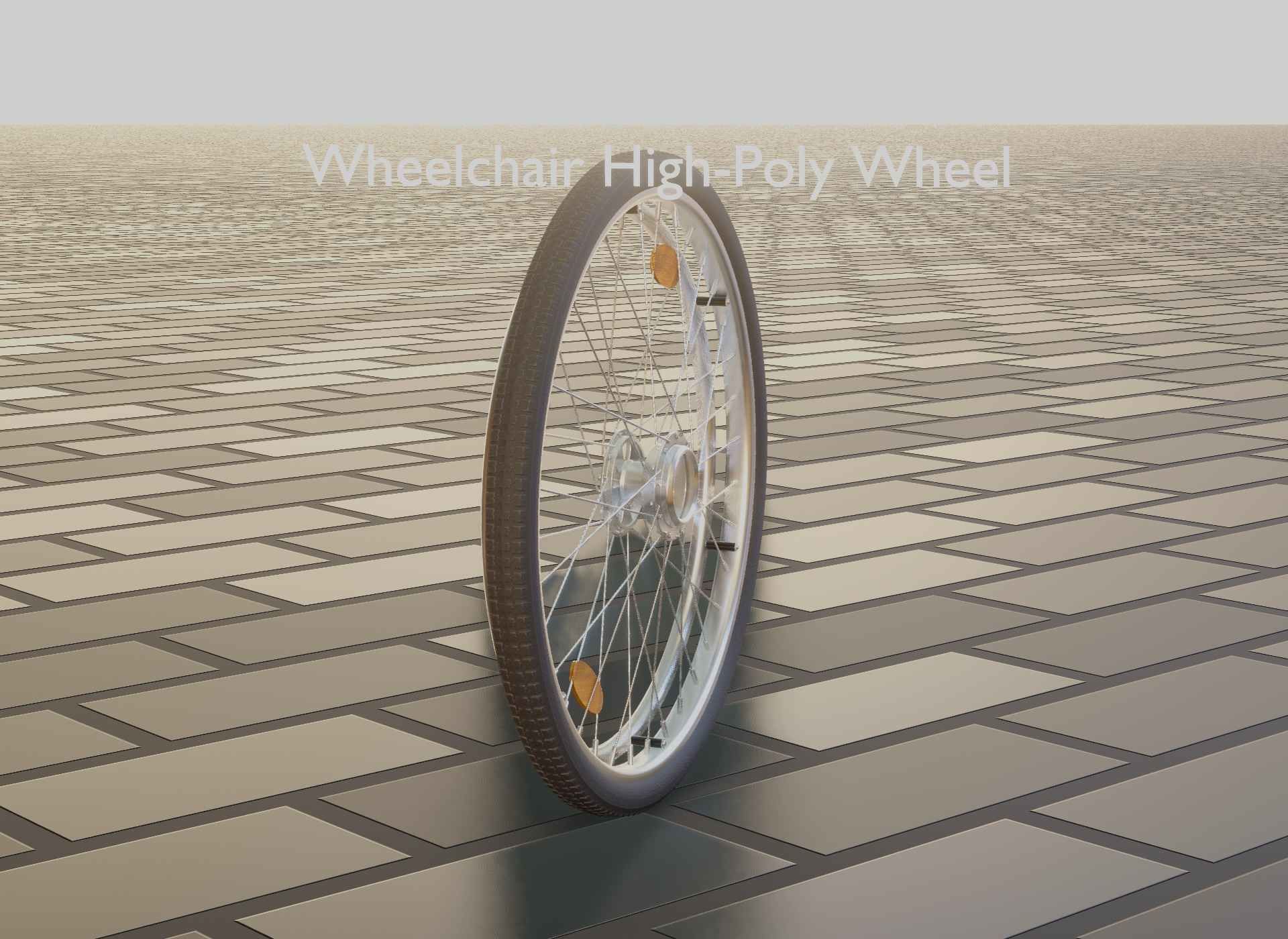 Wheelchair Wheel with Procedural PBR Material Setup 3D model_51