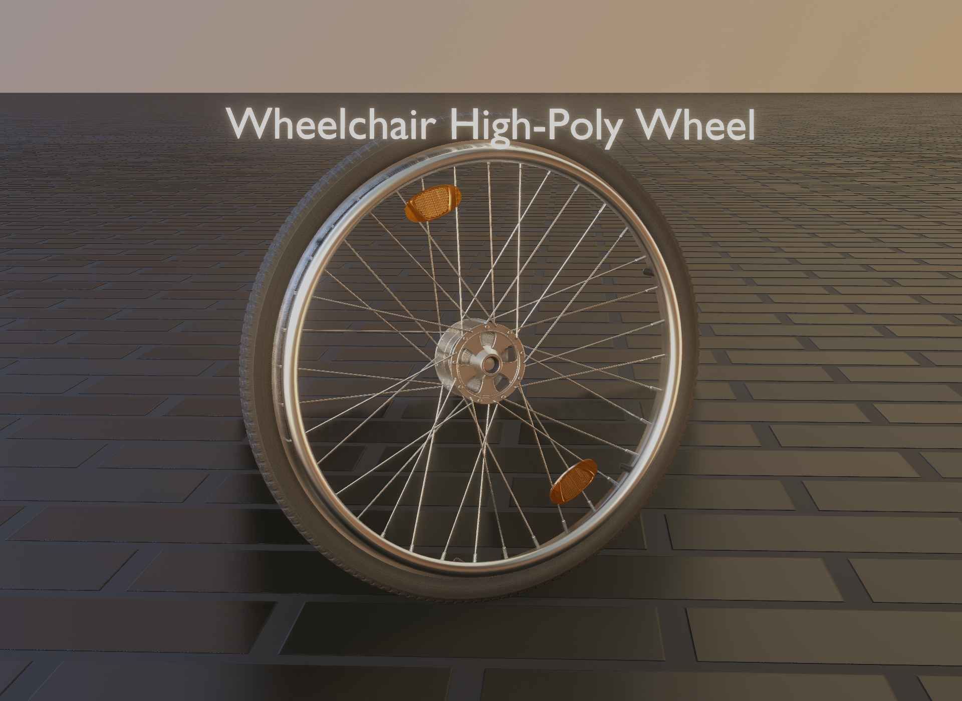 Wheelchair Wheel with Procedural PBR Material Setup 3D model_6