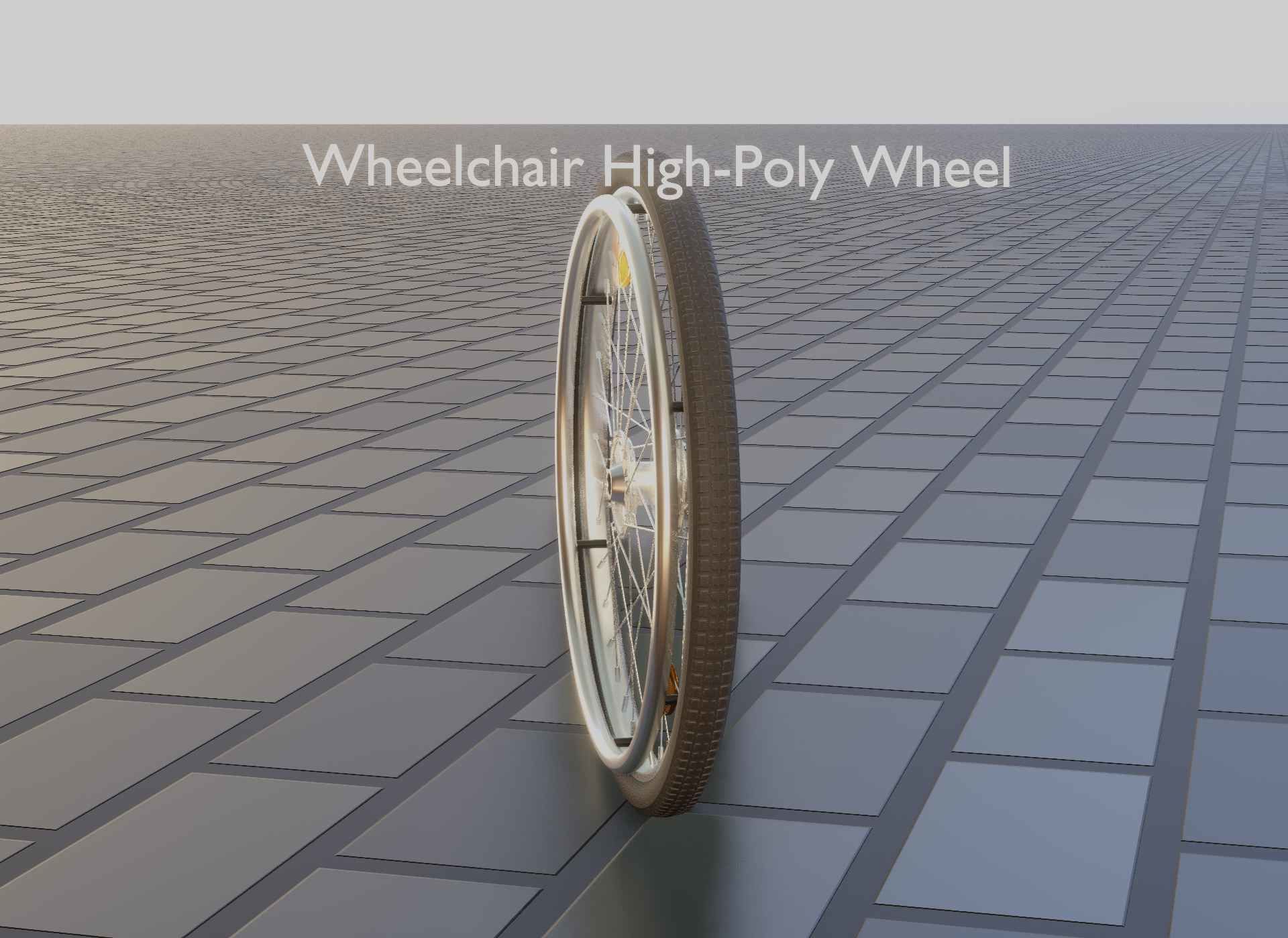 Wheelchair Wheel with Procedural PBR Material Setup 3D model_40