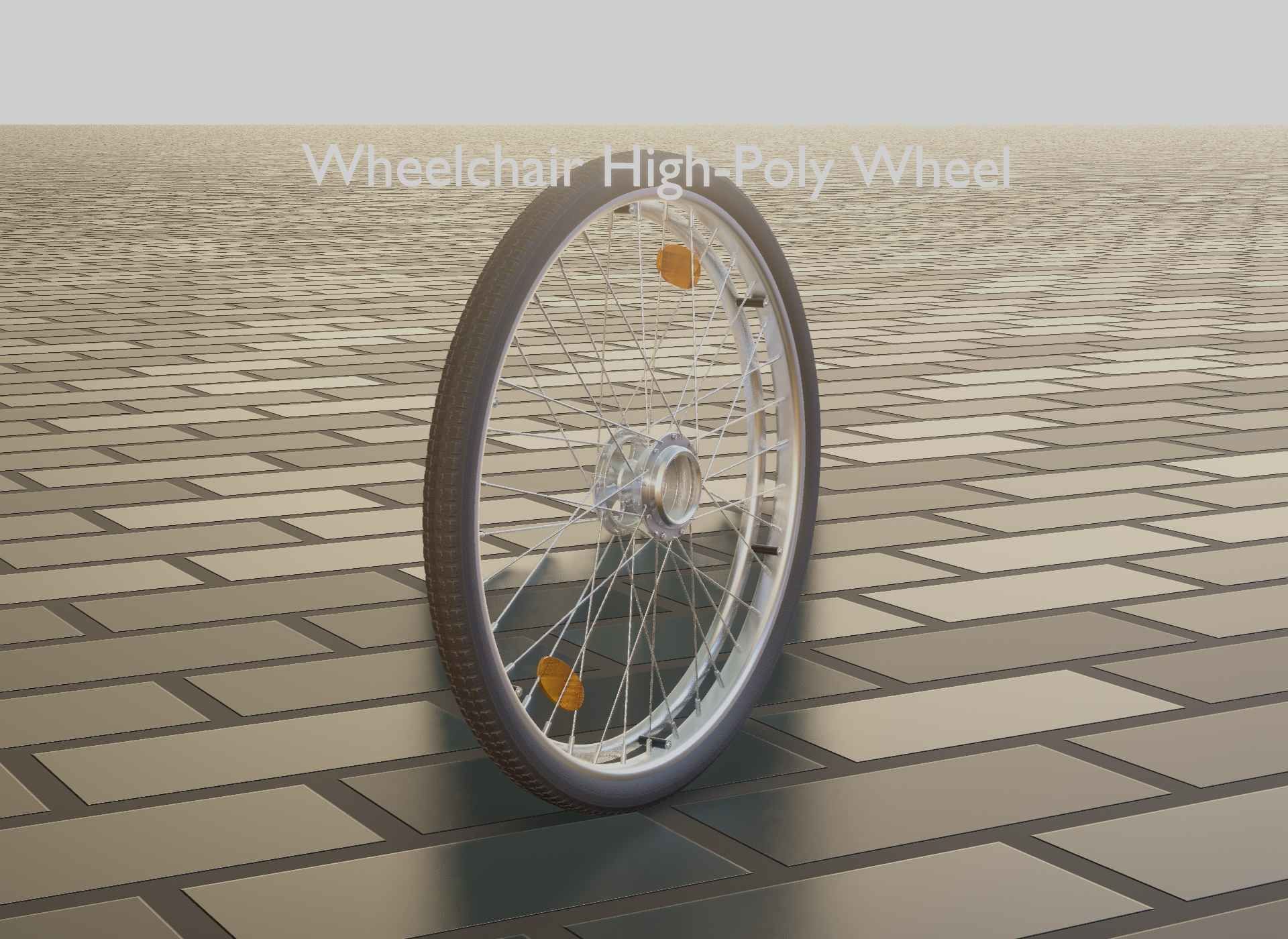 Wheelchair Wheel with Procedural PBR Material Setup 3D model_55