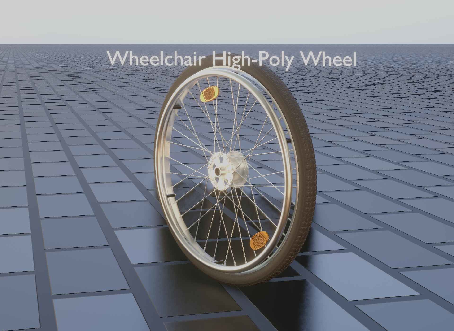 Wheelchair Wheel with Procedural PBR Material Setup 3D model_30