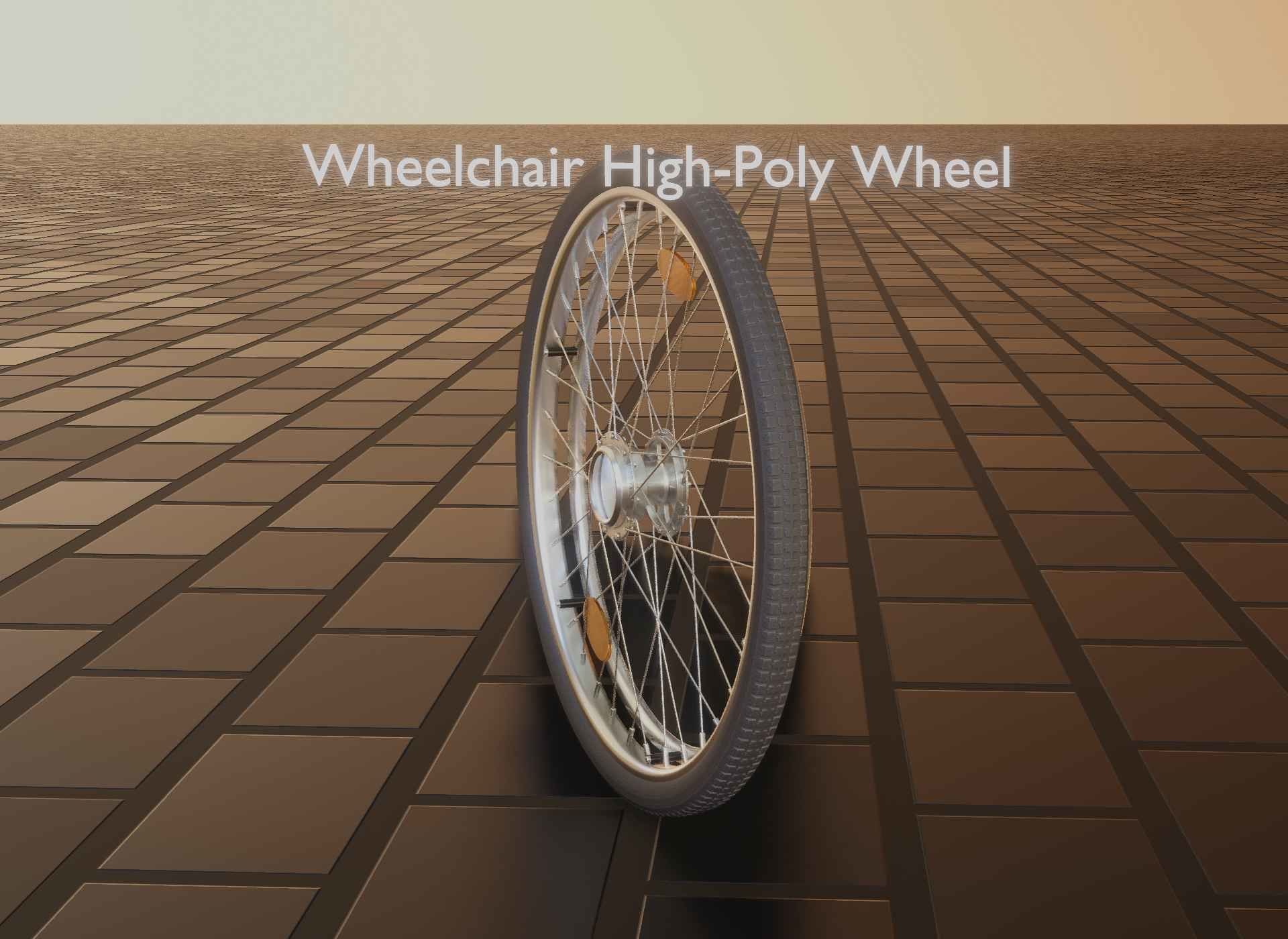 Wheelchair Wheel with Procedural PBR Material Setup 3D model_94