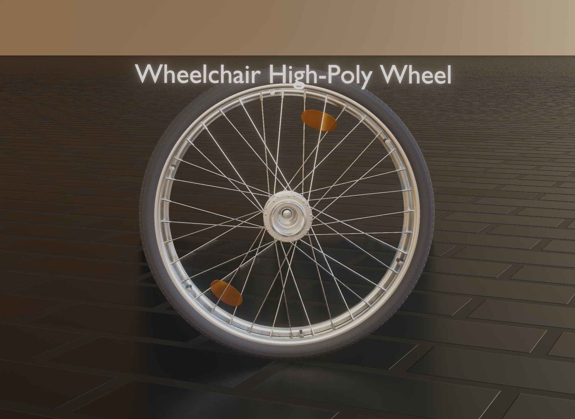 Wheelchair Wheel with Procedural PBR Material Setup 3D model_73