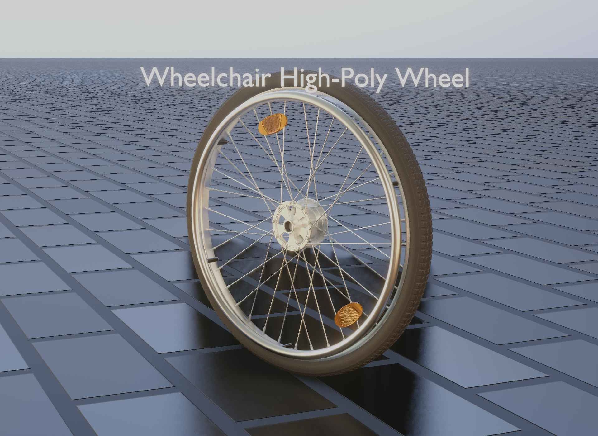 Wheelchair Wheel with Procedural PBR Material Setup 3D model_27