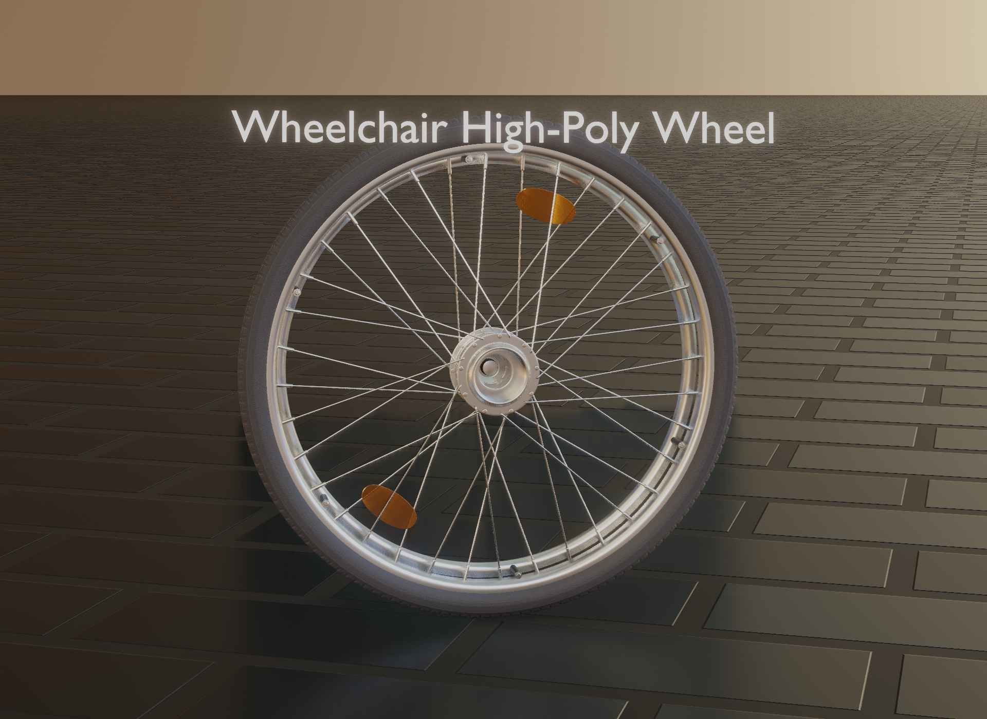 Wheelchair Wheel with Procedural PBR Material Setup 3D model_70