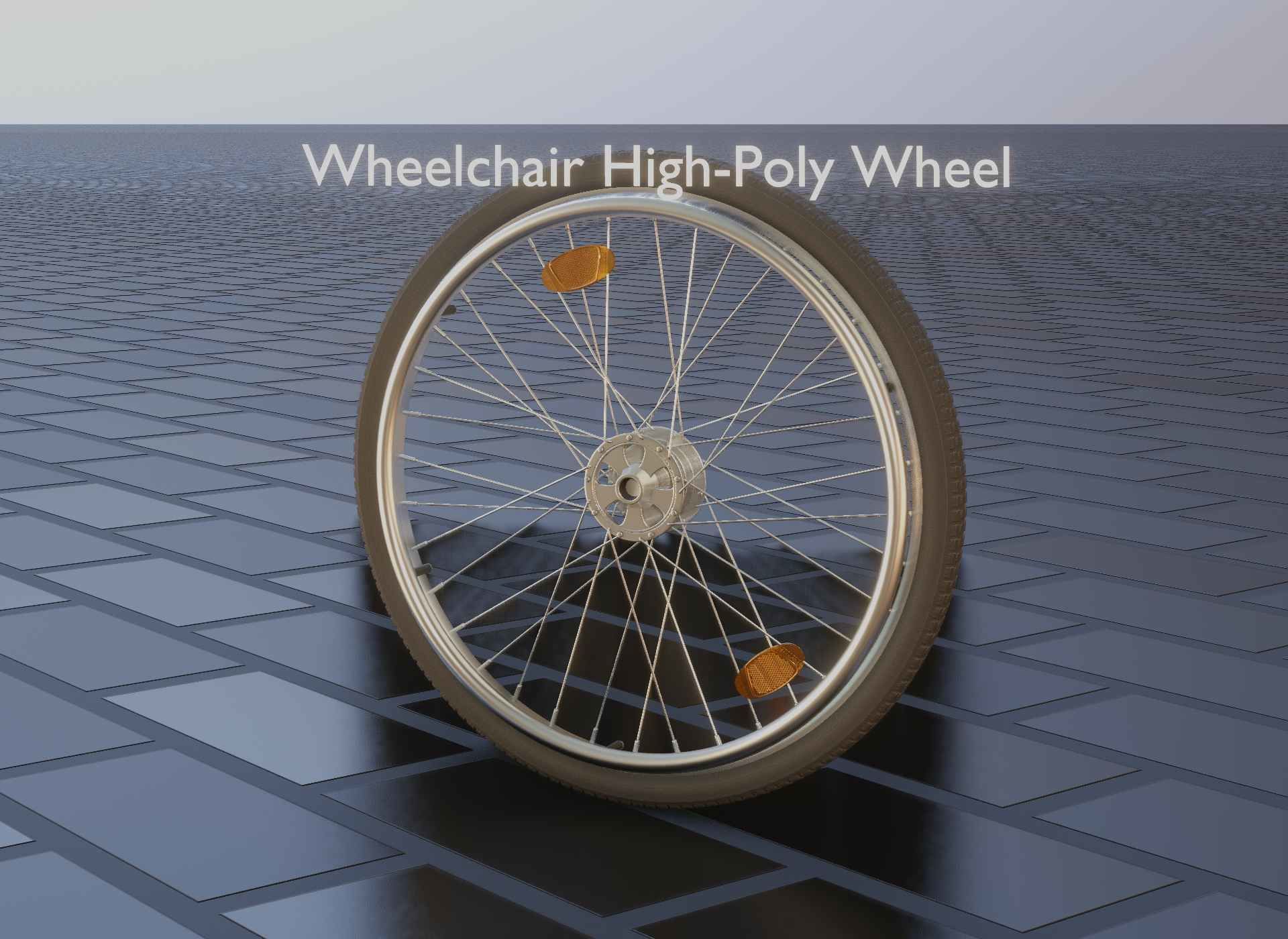 Wheelchair Wheel with Procedural PBR Material Setup 3D model_22