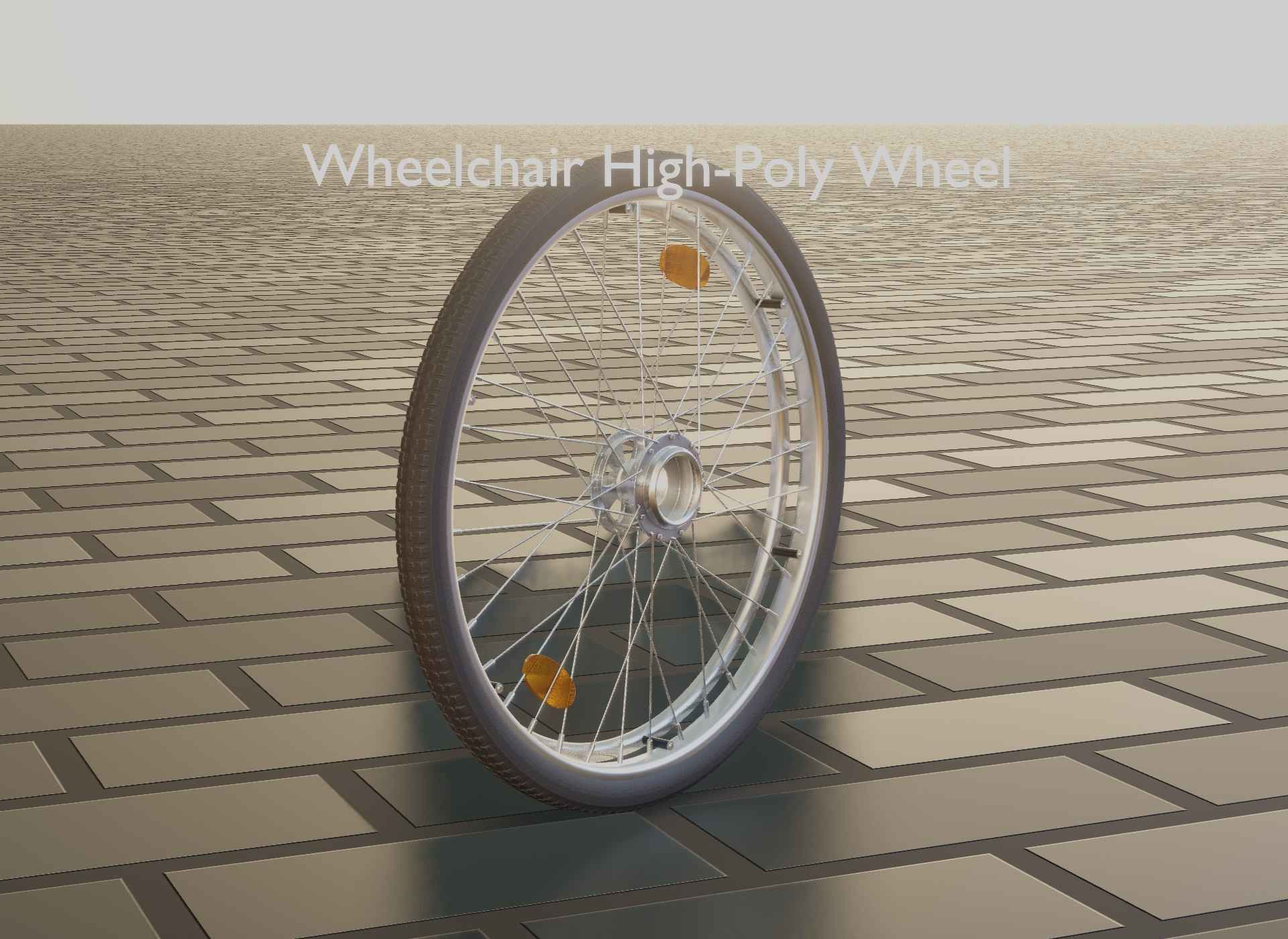 Wheelchair Wheel with Procedural PBR Material Setup 3D model_57