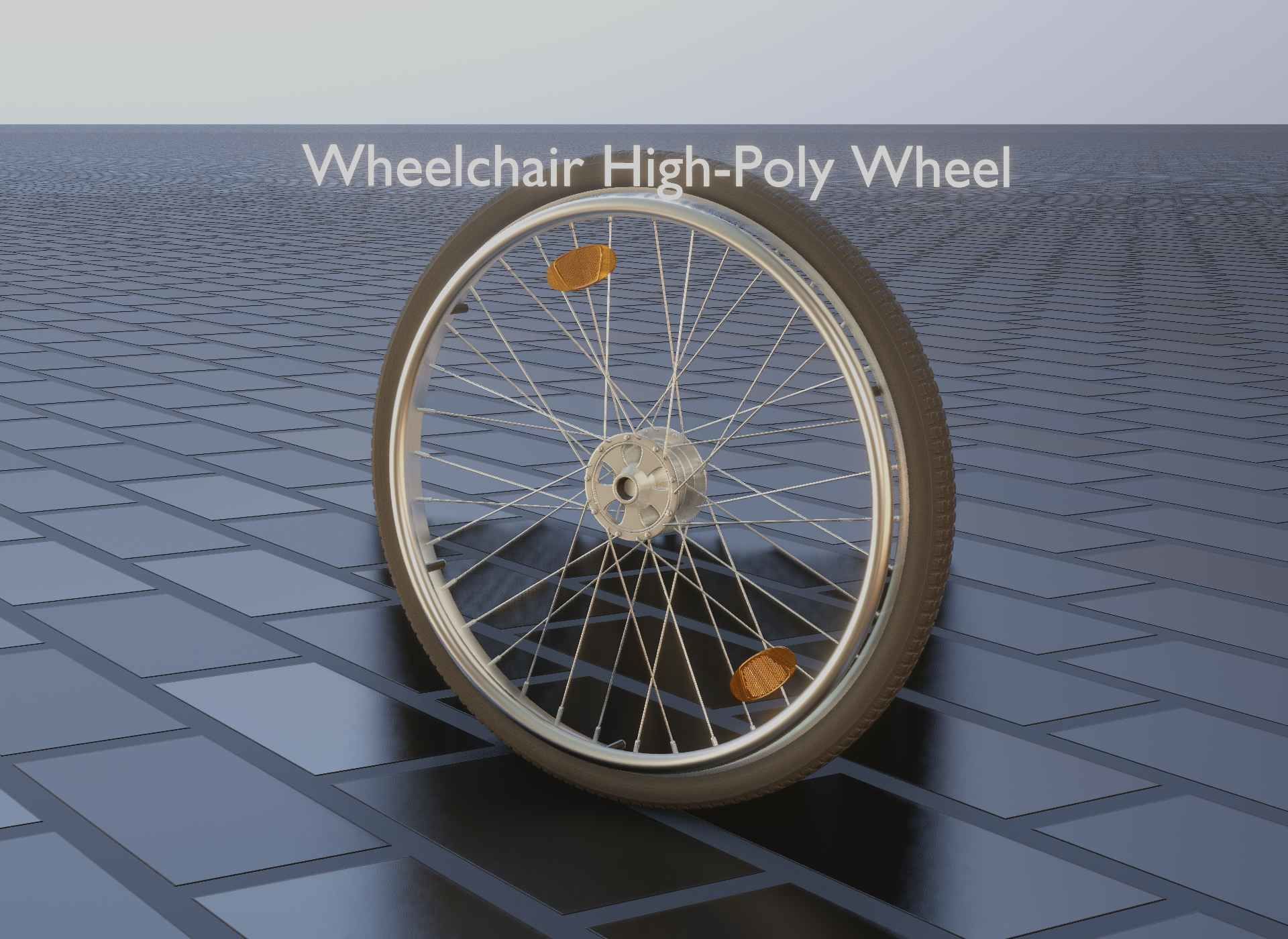 Wheelchair Wheel with Procedural PBR Material Setup 3D model_24