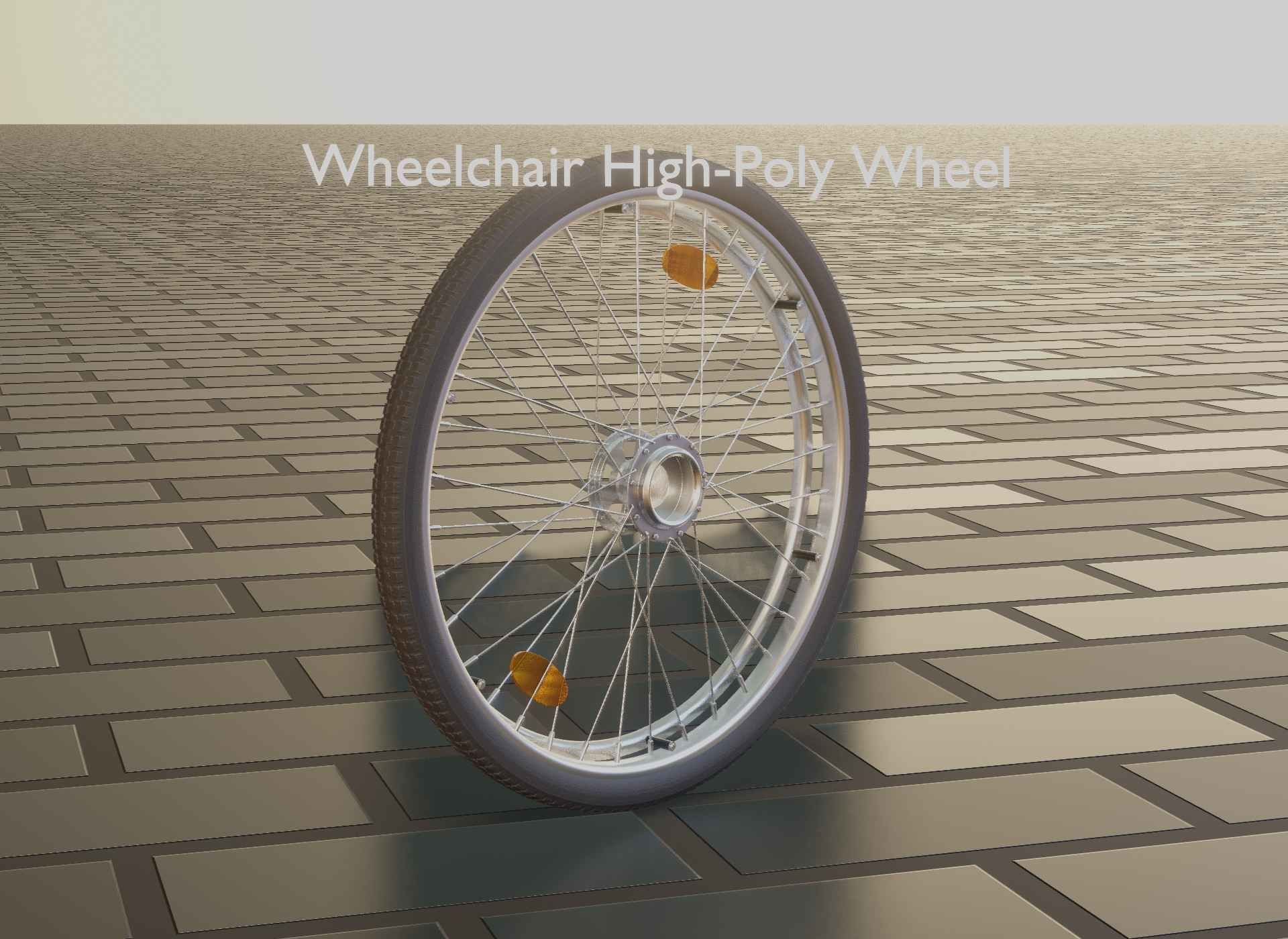 Wheelchair Wheel with Procedural PBR Material Setup 3D model_59