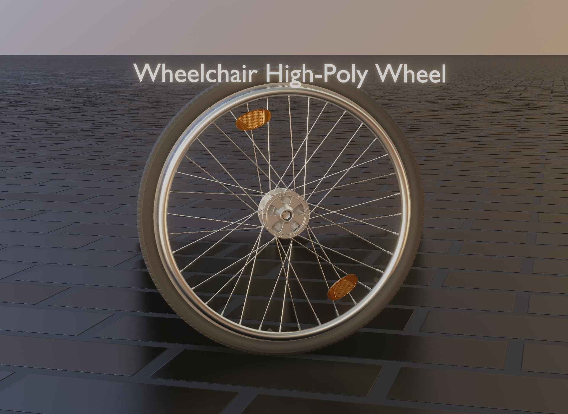 Wheelchair Wheel with Procedural PBR Material Setup 3D model_10