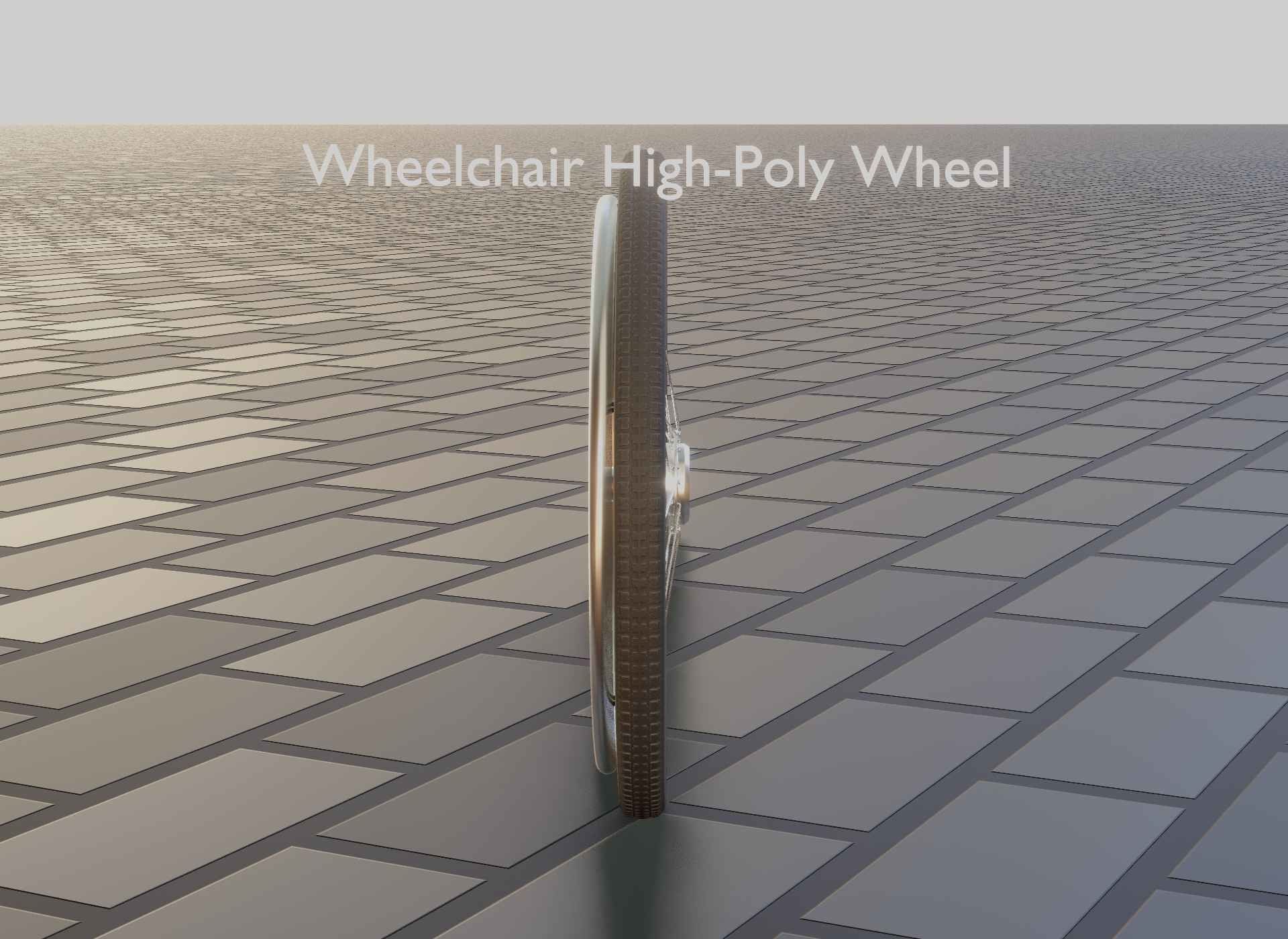 Wheelchair Wheel with Procedural PBR Material Setup 3D model_44
