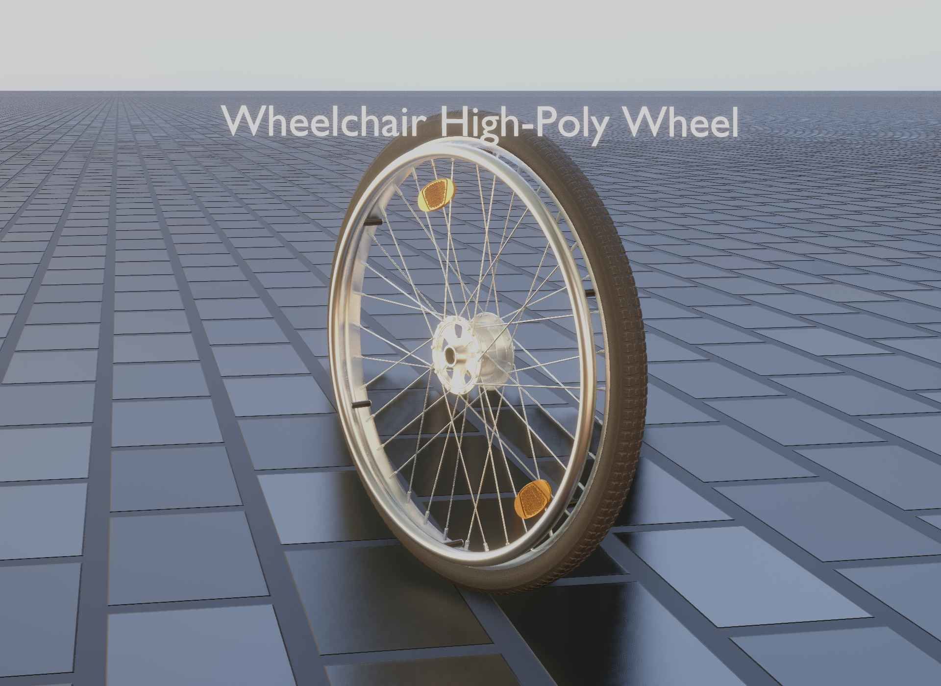 Wheelchair Wheel with Procedural PBR Material Setup 3D model_31