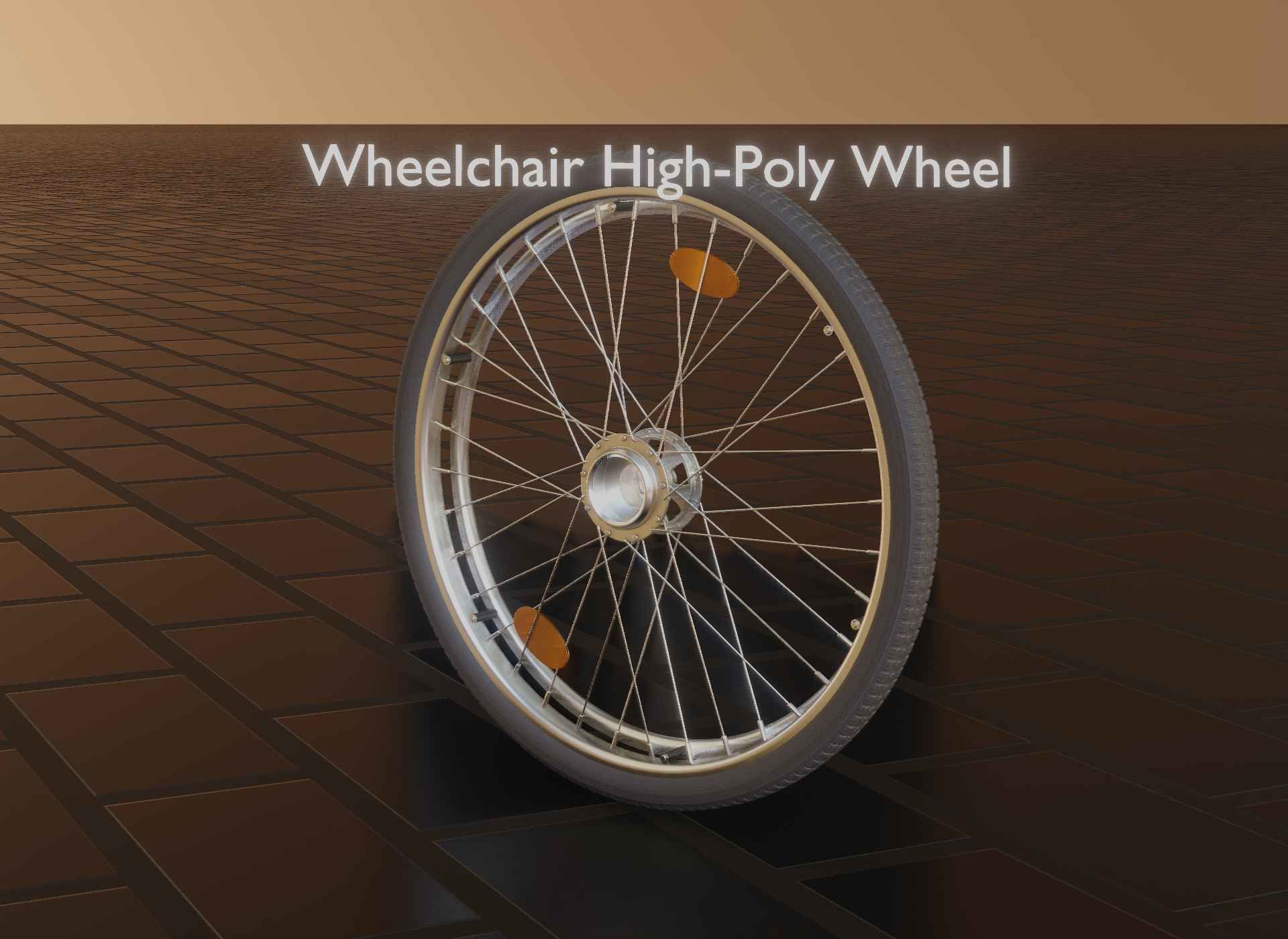 Wheelchair Wheel with Procedural PBR Material Setup 3D model_89