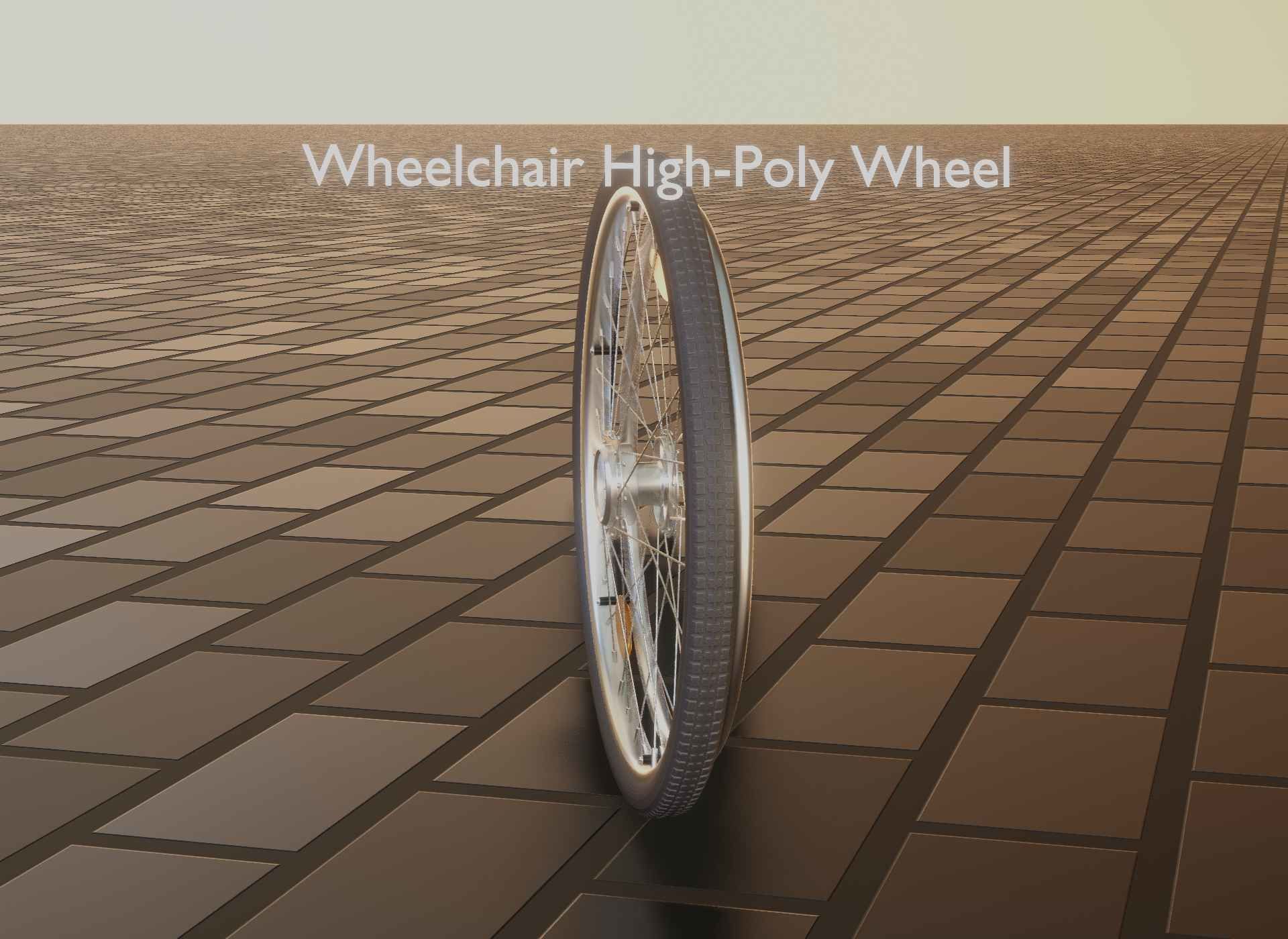 Wheelchair Wheel with Procedural PBR Material Setup 3D model_84