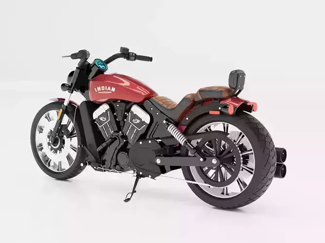 Indian Scout 3D Model with Back Seat Motorcycle 3D model