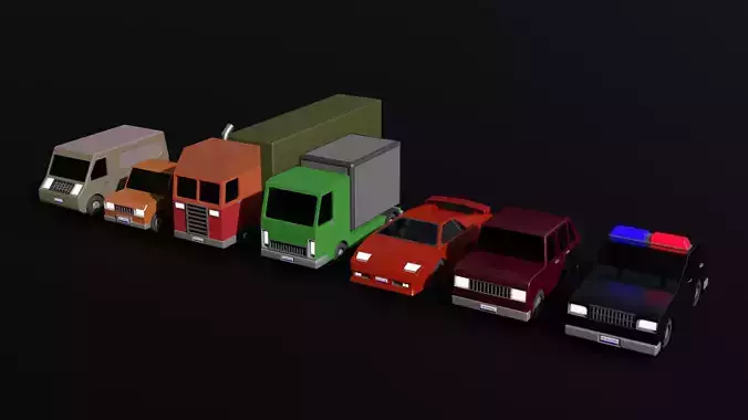 Low-poly car pack Free 3D model