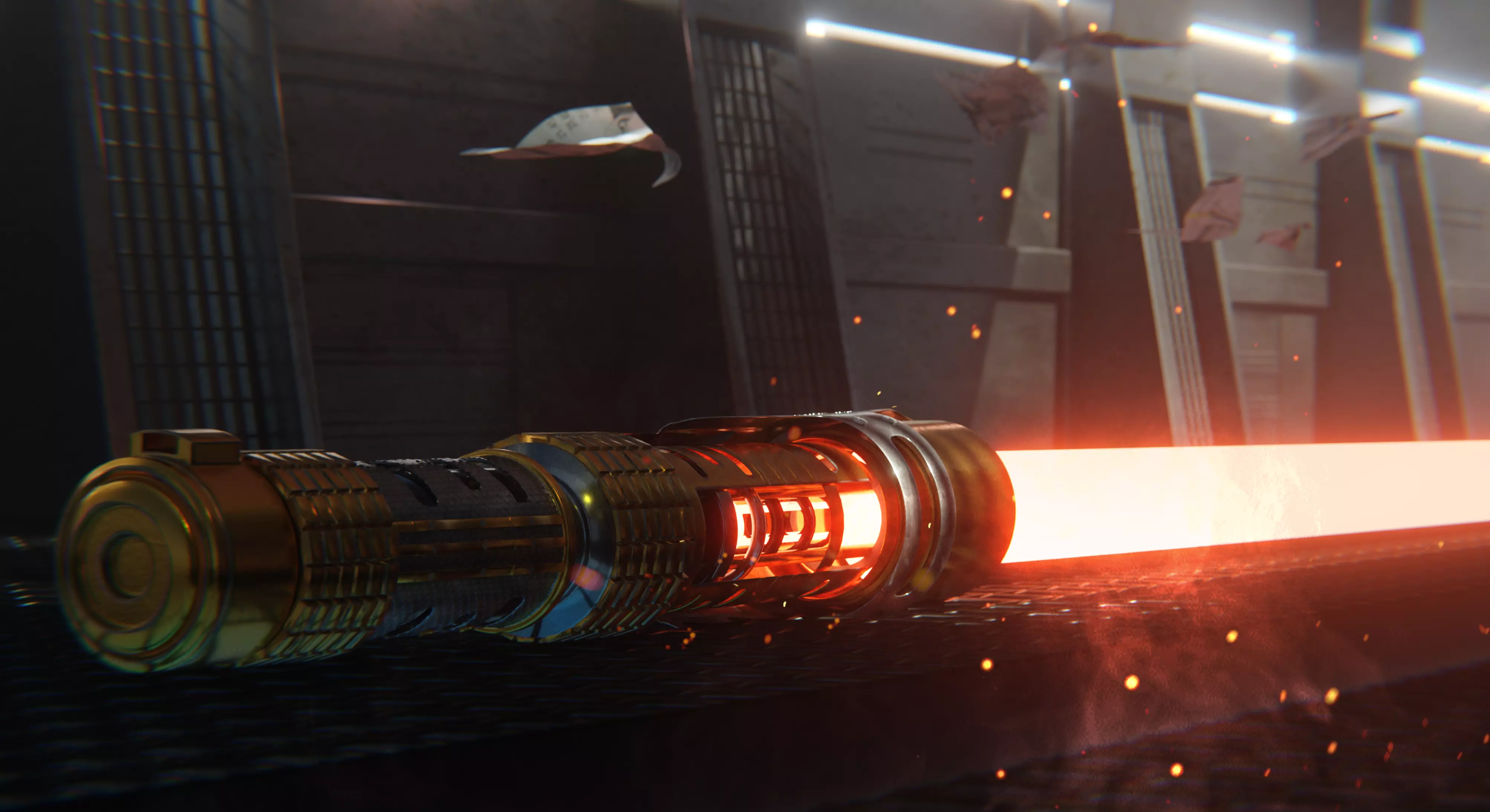 Lightsaber star wars light saber with flames 3D model_0