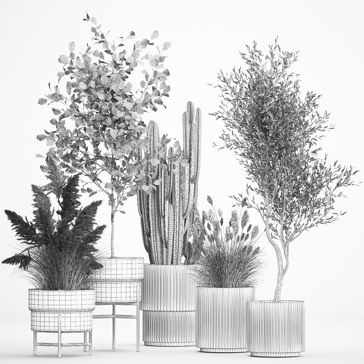 Plants for the street and interior in concrete pots 1212 3D model_6