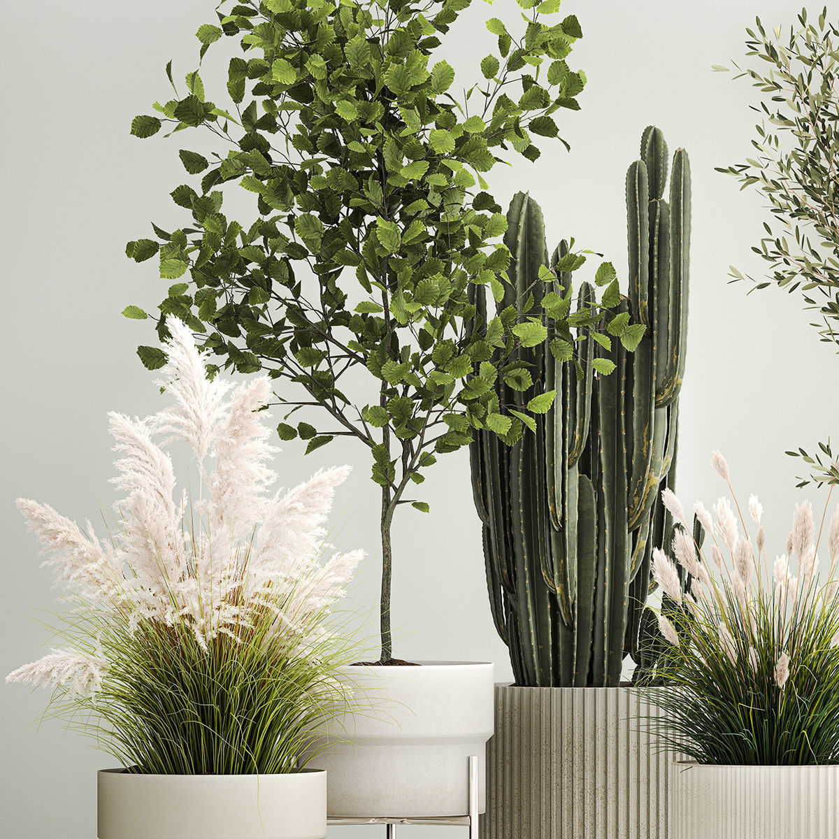 Plants for the street and interior in concrete pots 1212 3D model_4