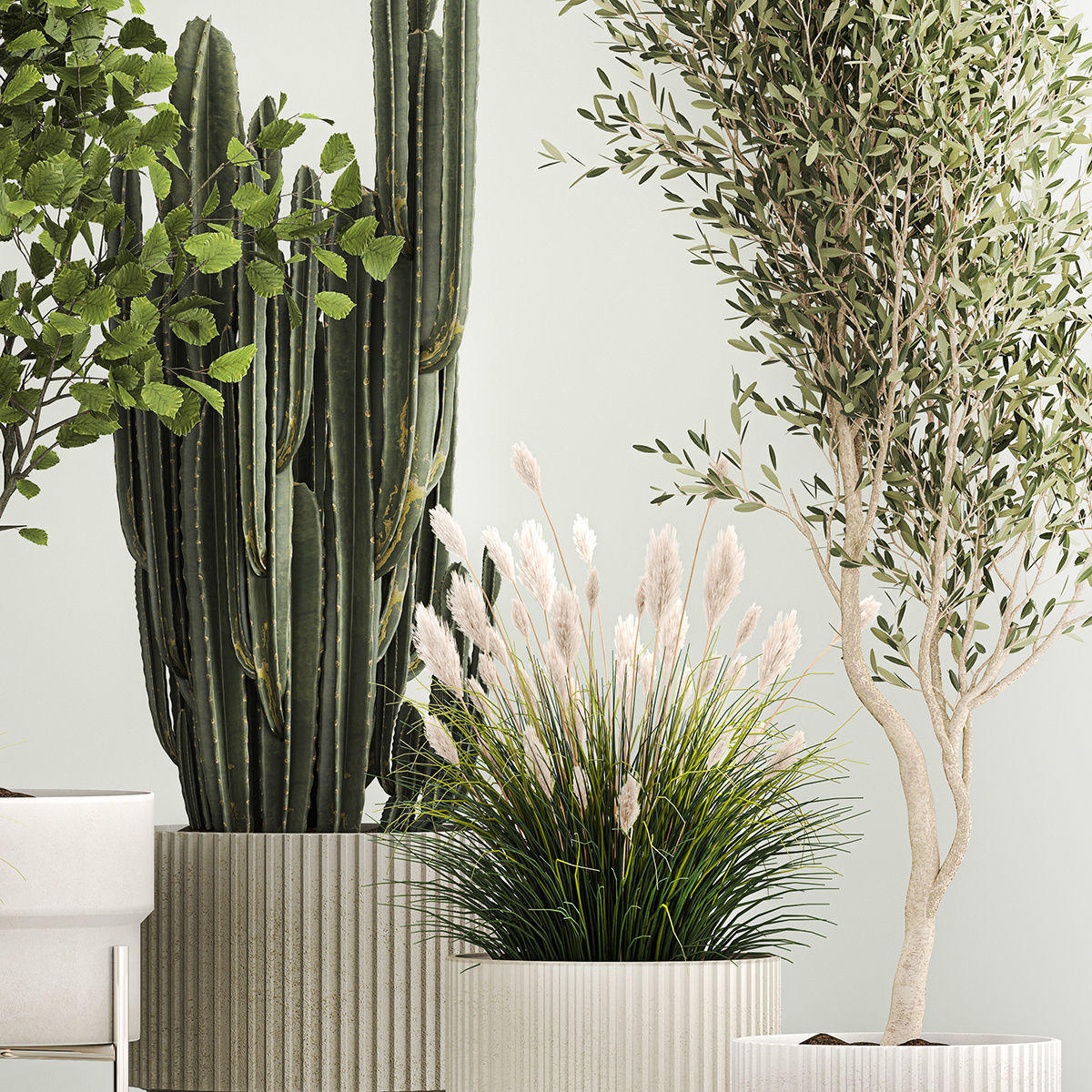 Plants for the street and interior in concrete pots 1212 3D model_3