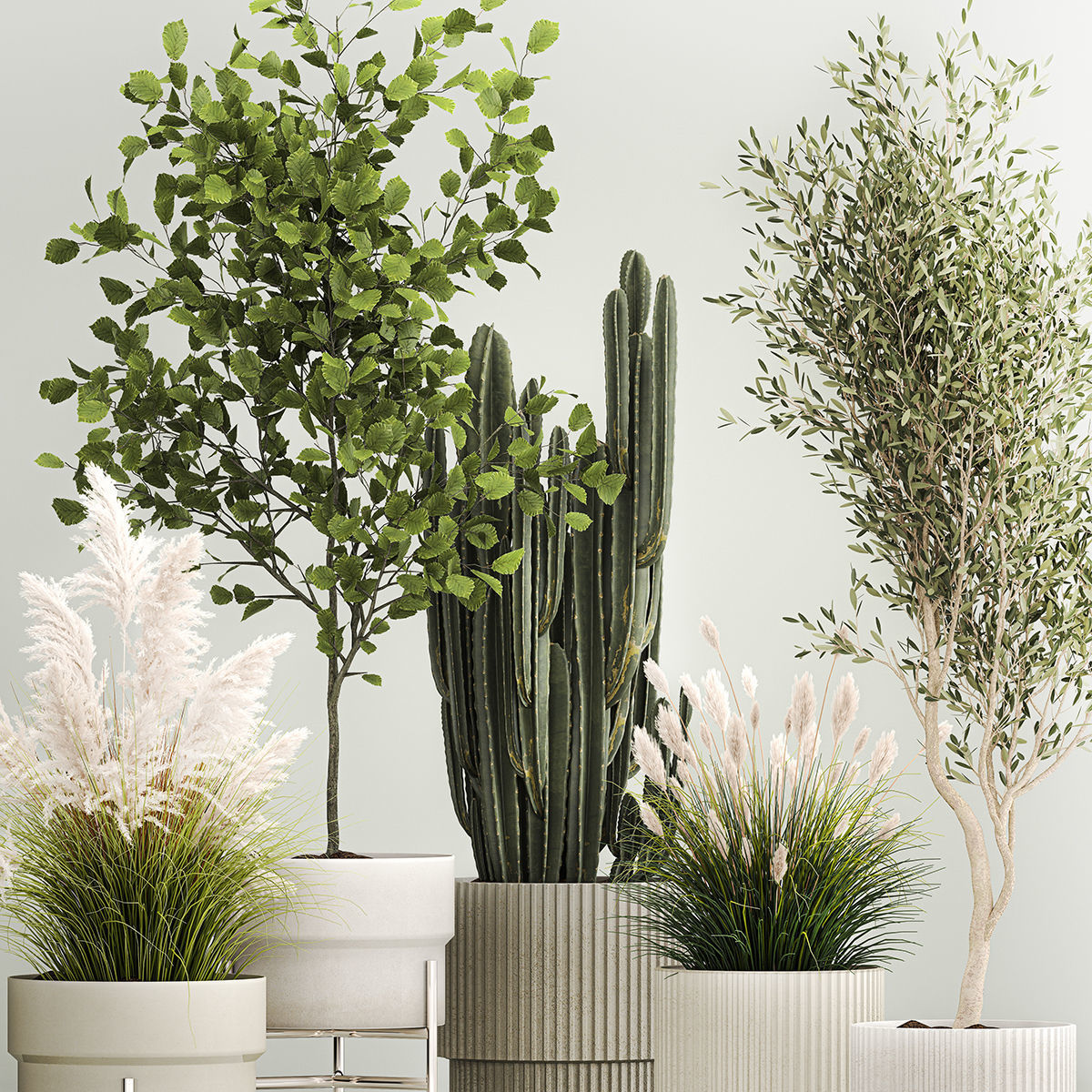 Plants for the street and interior in concrete pots 1212 3D model_1