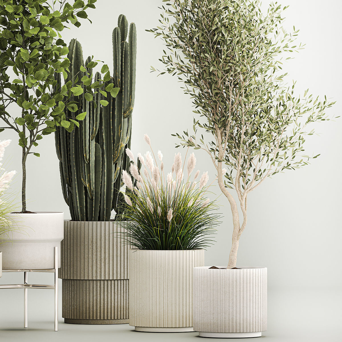 Plants for the street and interior in concrete pots 1212 3D model_2