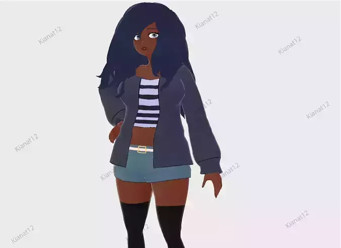 3d female anime style model  Low-poly 3D model