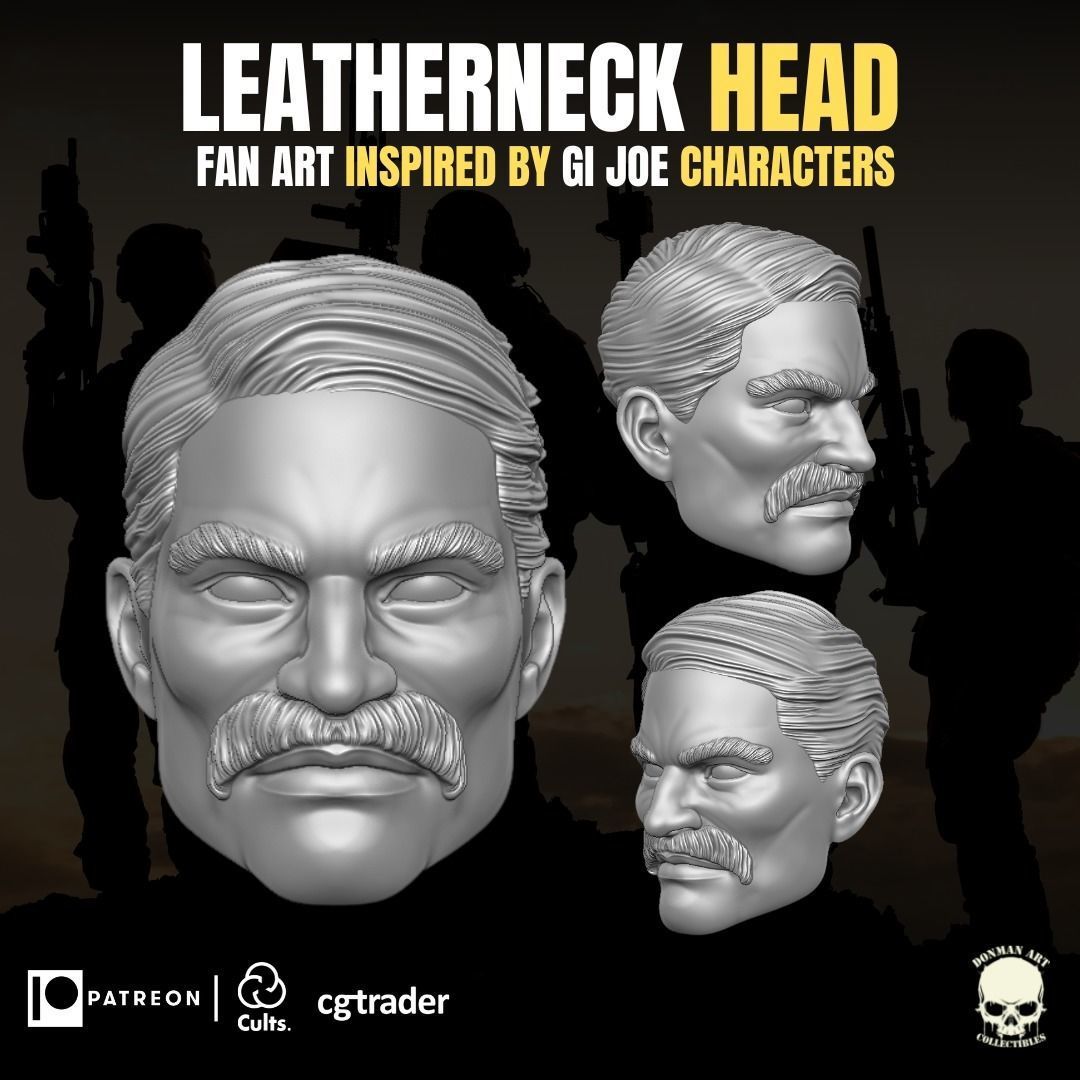 Leatherneck fan art head 3D printable File For Action Figures 3D print model_10