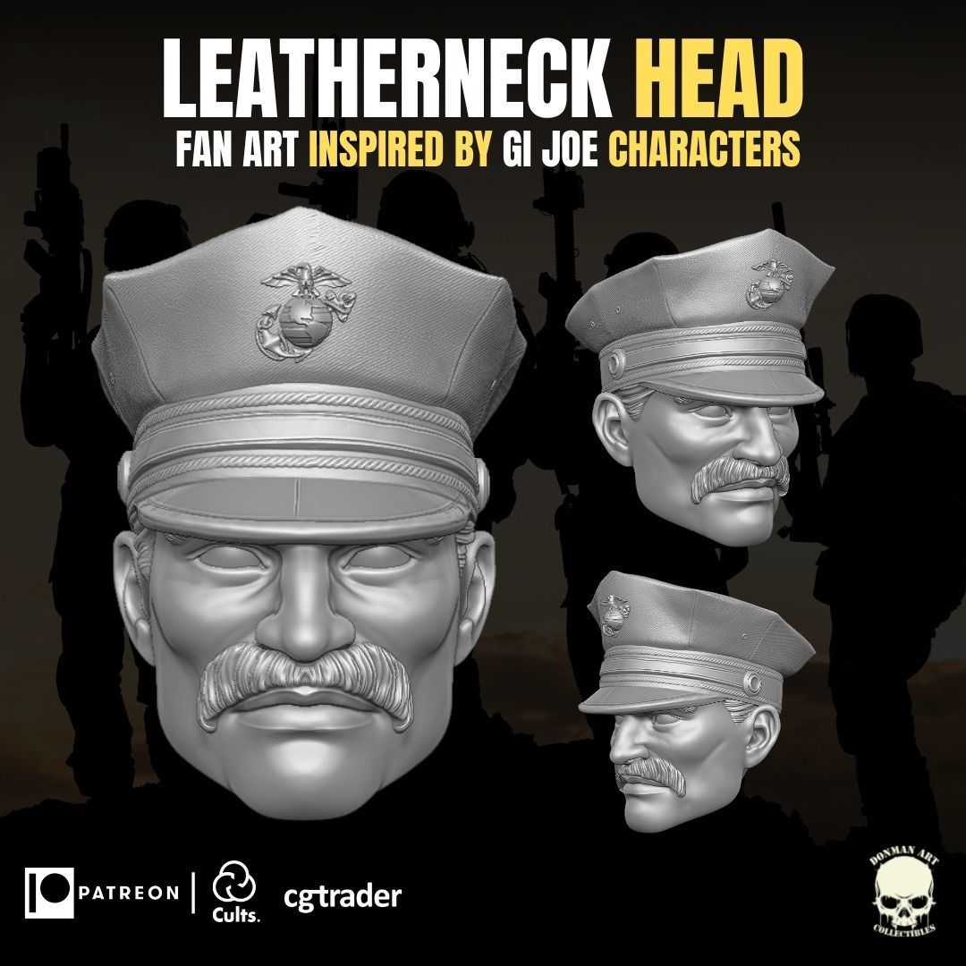 Leatherneck fan art head 3D printable File For Action Figures 3D print model_7
