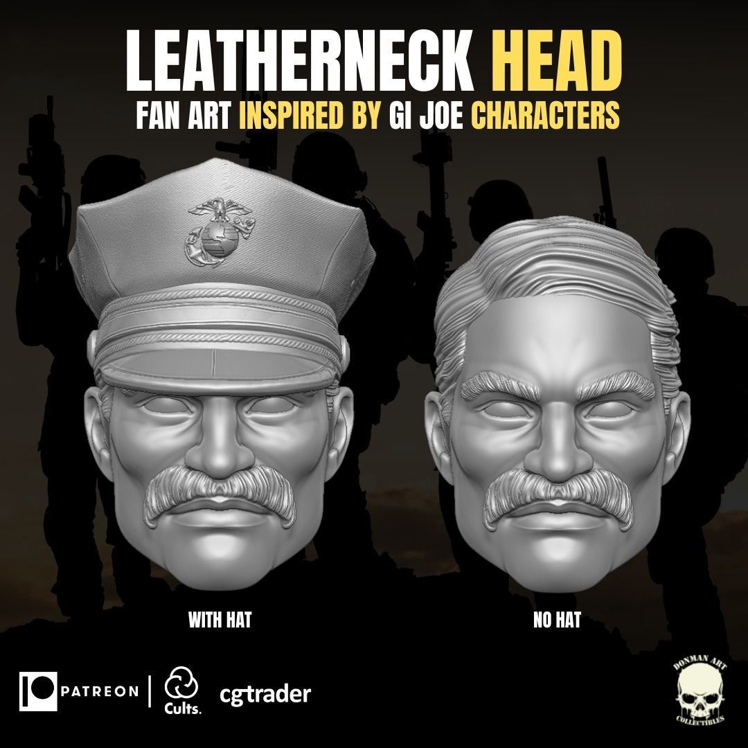 Leatherneck fan art head 3D printable File For Action Figures 3D print model_6