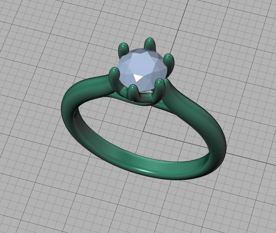 Mila Trellis Solitaire Ring 60 pointer stone 6claw design ring 3D print model_20