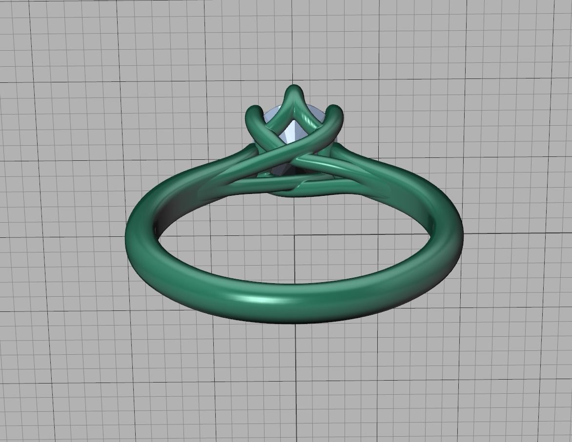 Mila Trellis Solitaire Ring 60 pointer stone 6claw design ring 3D print model_21