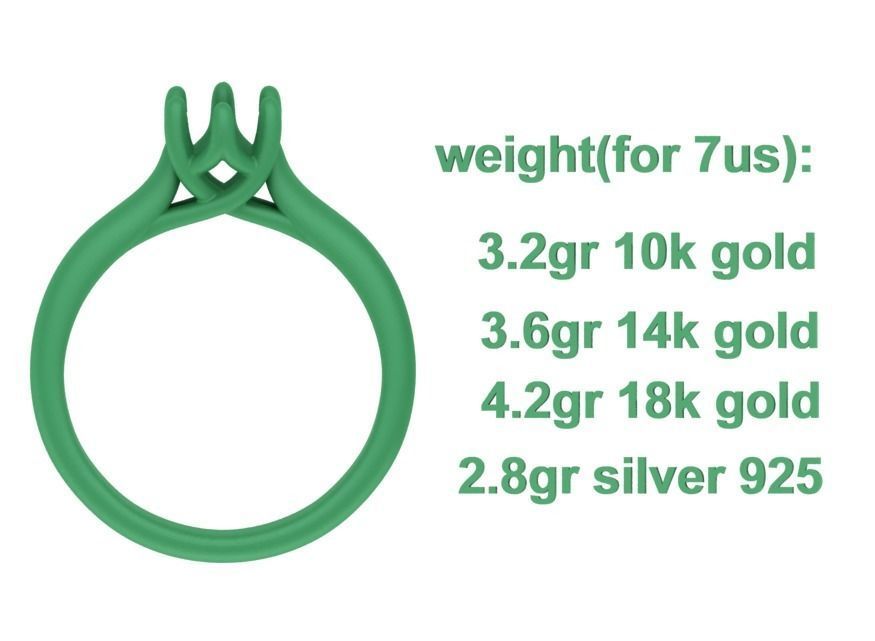 Mila Trellis Solitaire Ring 60 pointer stone 6claw design ring 3D print model_14