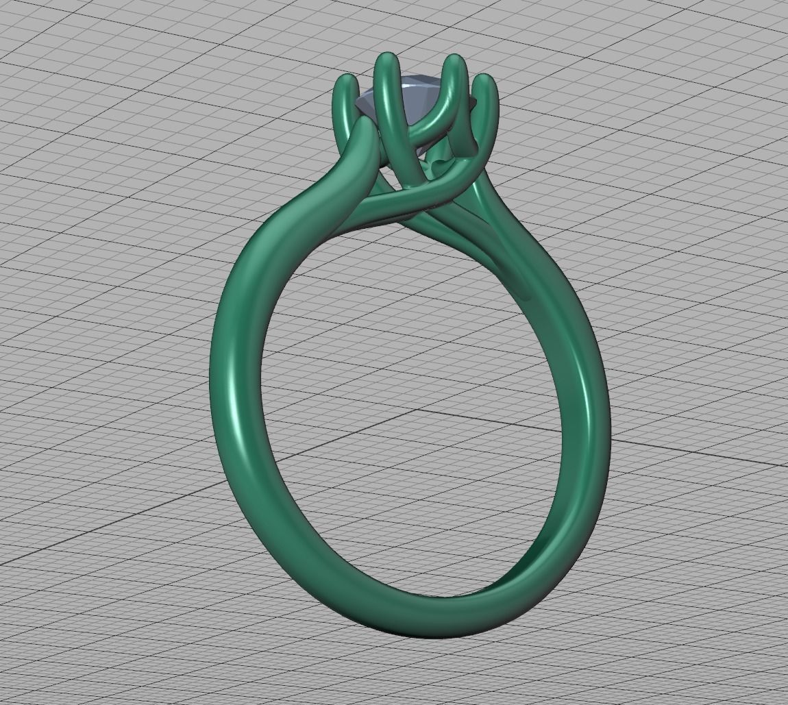 Mila Trellis Solitaire Ring 60 pointer stone 6claw design ring 3D print model_11
