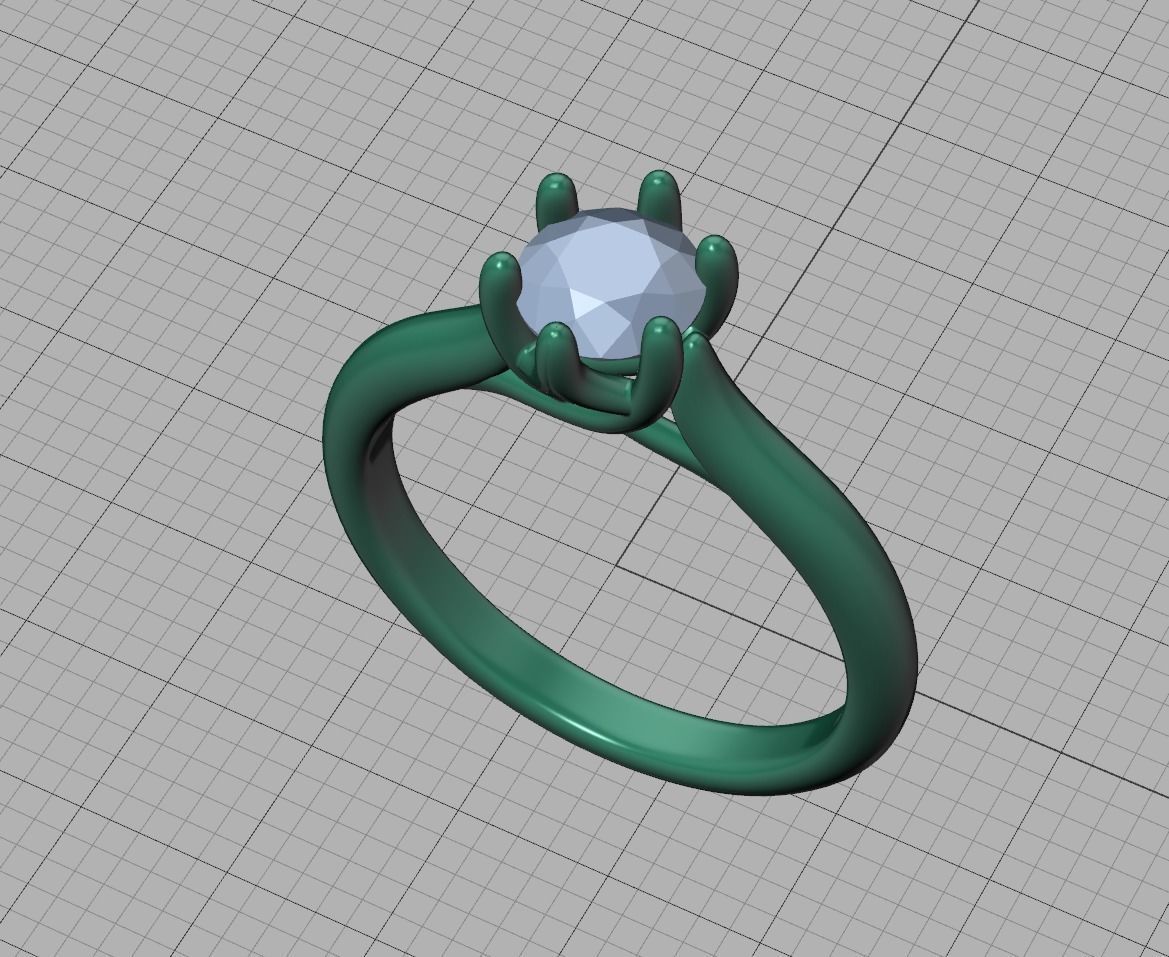 Mila Trellis Solitaire Ring 60 pointer stone 6claw design ring 3D print model_17