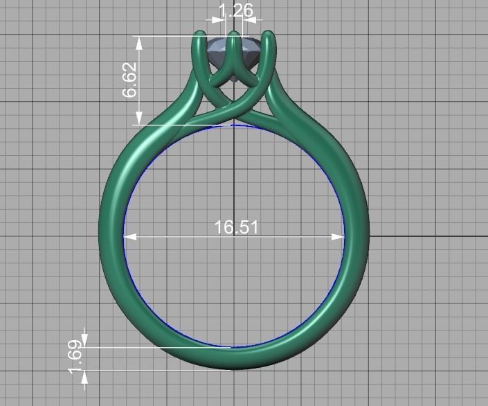 Mila Trellis Solitaire Ring 60 pointer stone 6claw design ring 3D print model_15