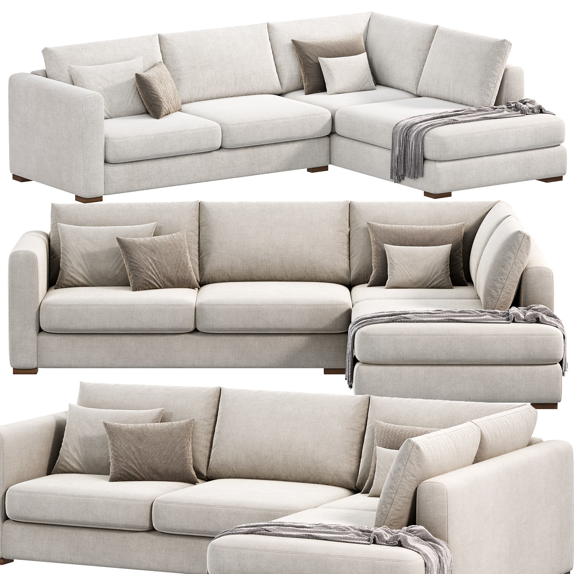 Blake Large Open End Corner Sofa by loomloft 3D model_2