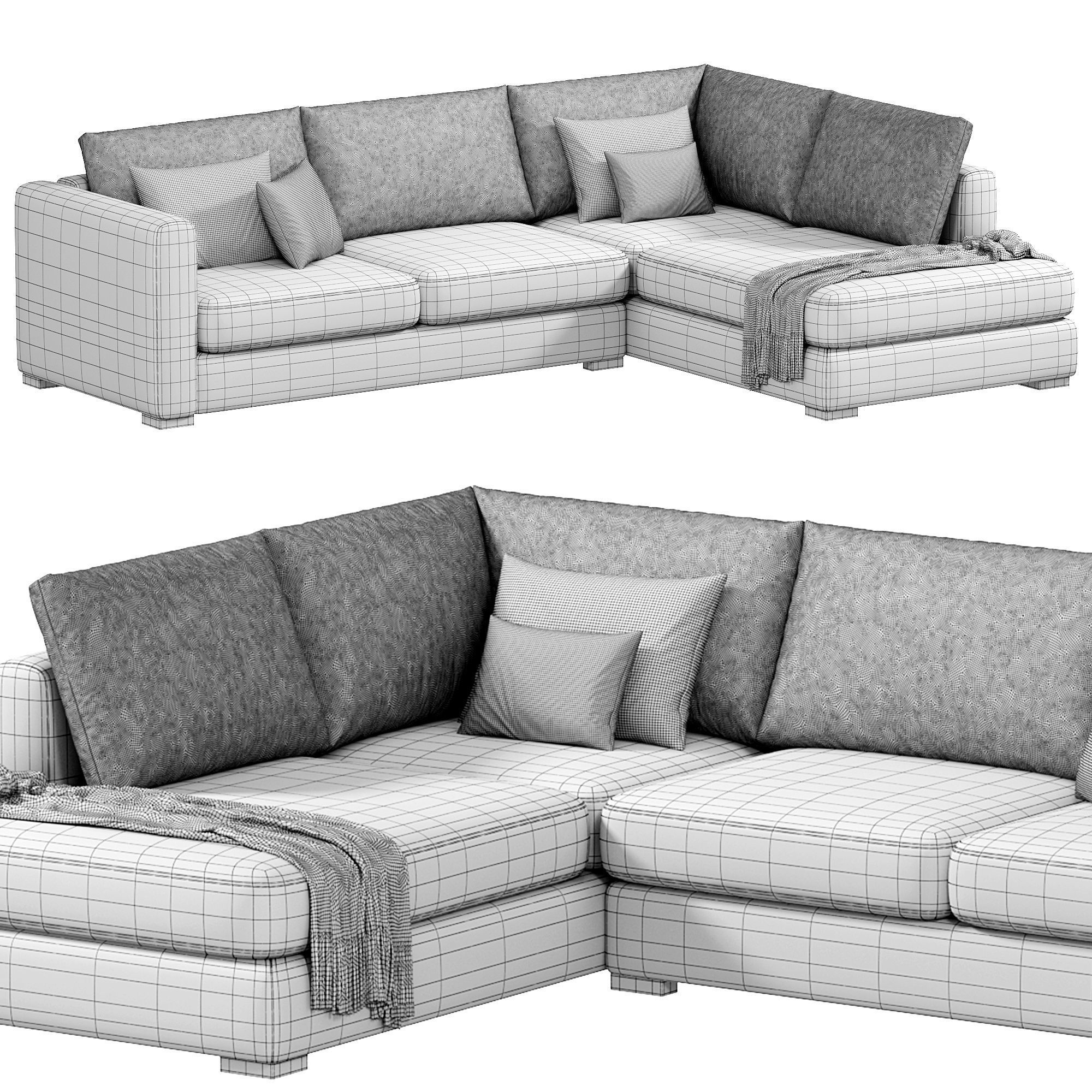 Blake Large Open End Corner Sofa by loomloft 3D model_3