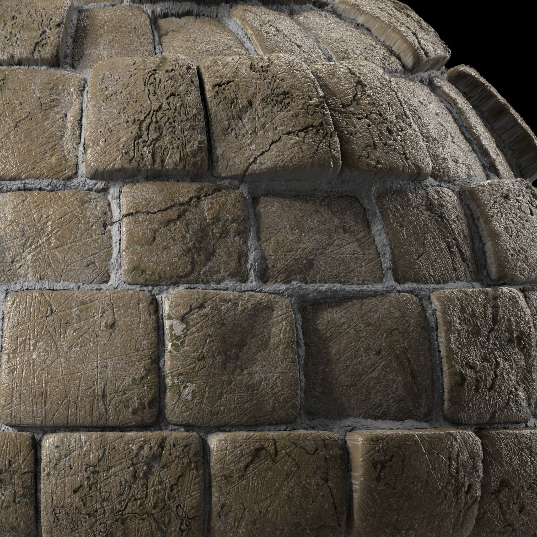 Stone Wall Materials 47- Stone By Moss Sbsar Pbr 4k Seamless Texture_2