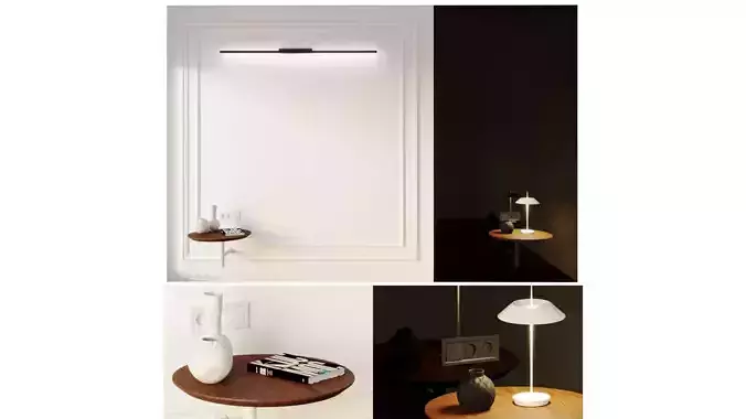 Headboard 2 bathroom with two mirrors and light