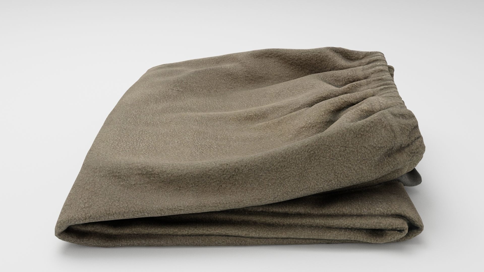 Green folded fleece pants household items wardrobe 3D model_1