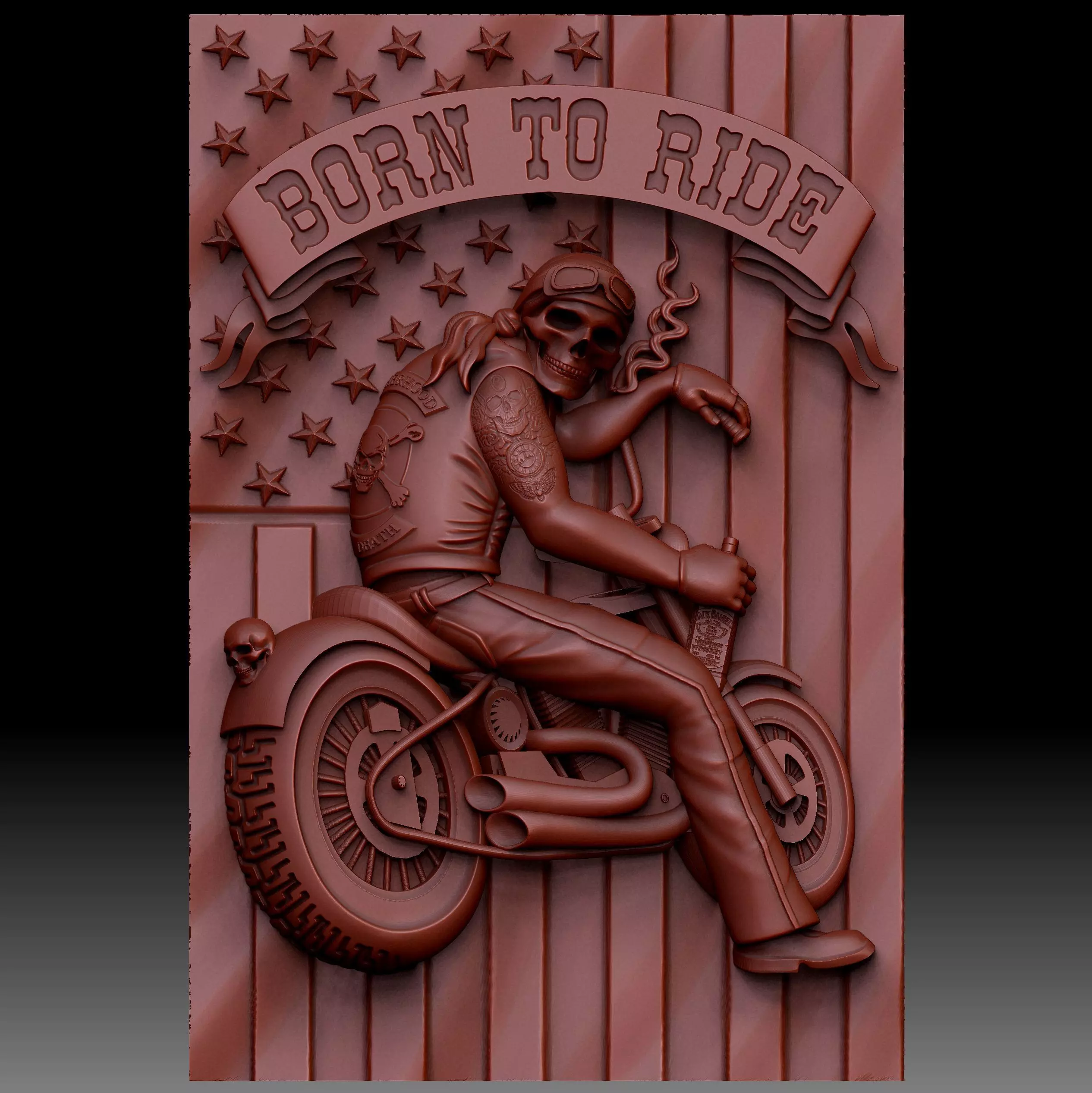 skeleton on a motorcycle 3D model