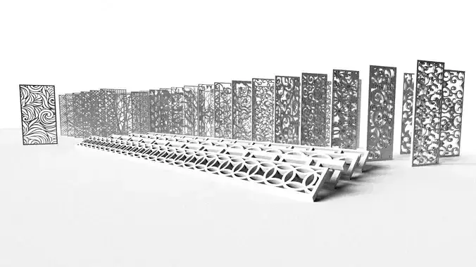 Laser cut on metal sheet collection 3D model
