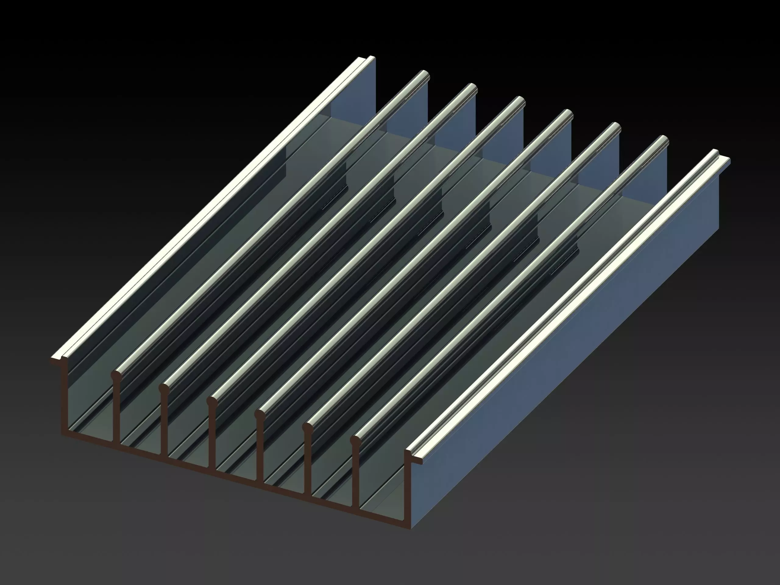 Aluminum Extruded Heat Sink MOD AL-05hs Low-poly 3D model_0