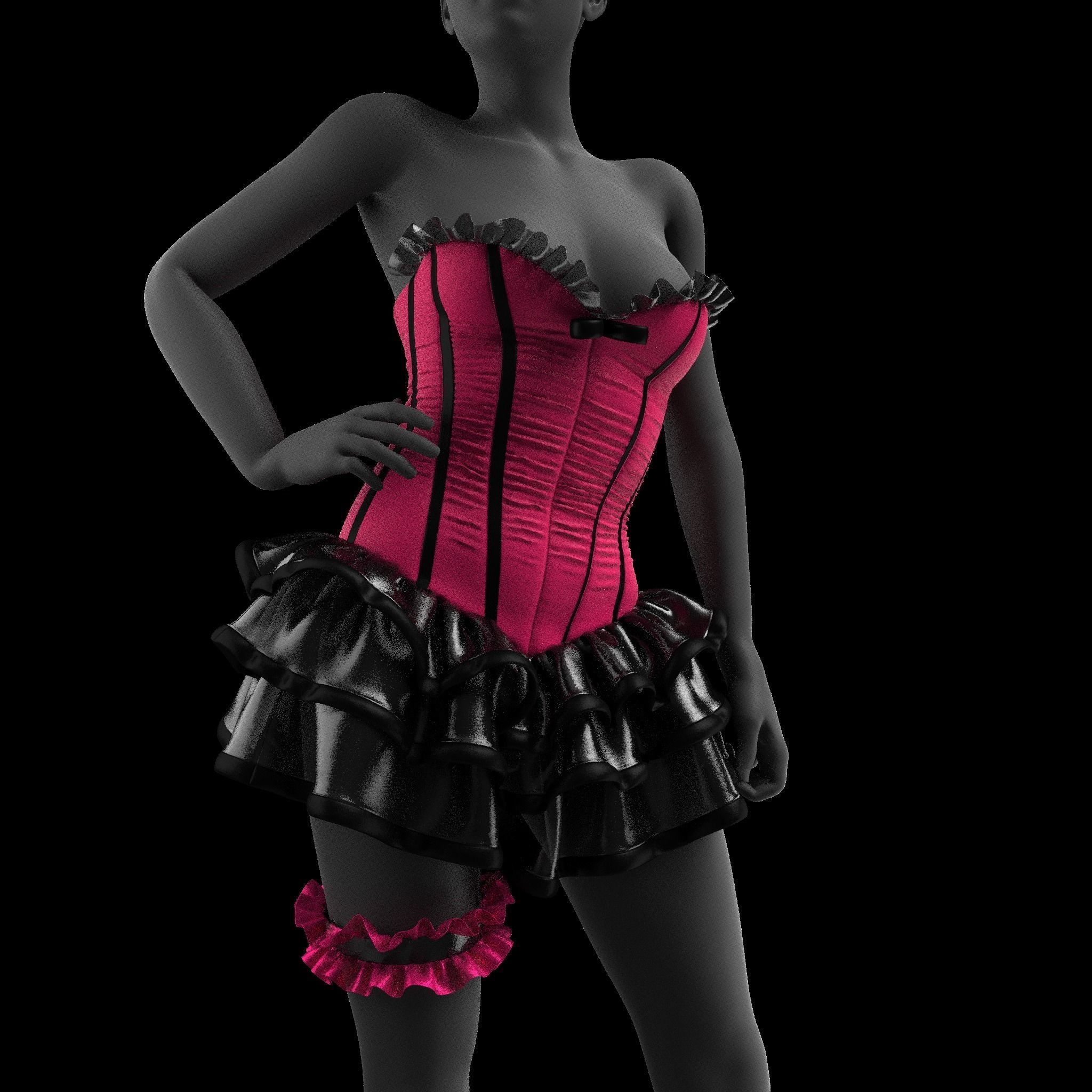 Ballerina Corset 29 MarvelousDesigner-CLO3D ZPRJ FBX OBJ MTL 3D model_10