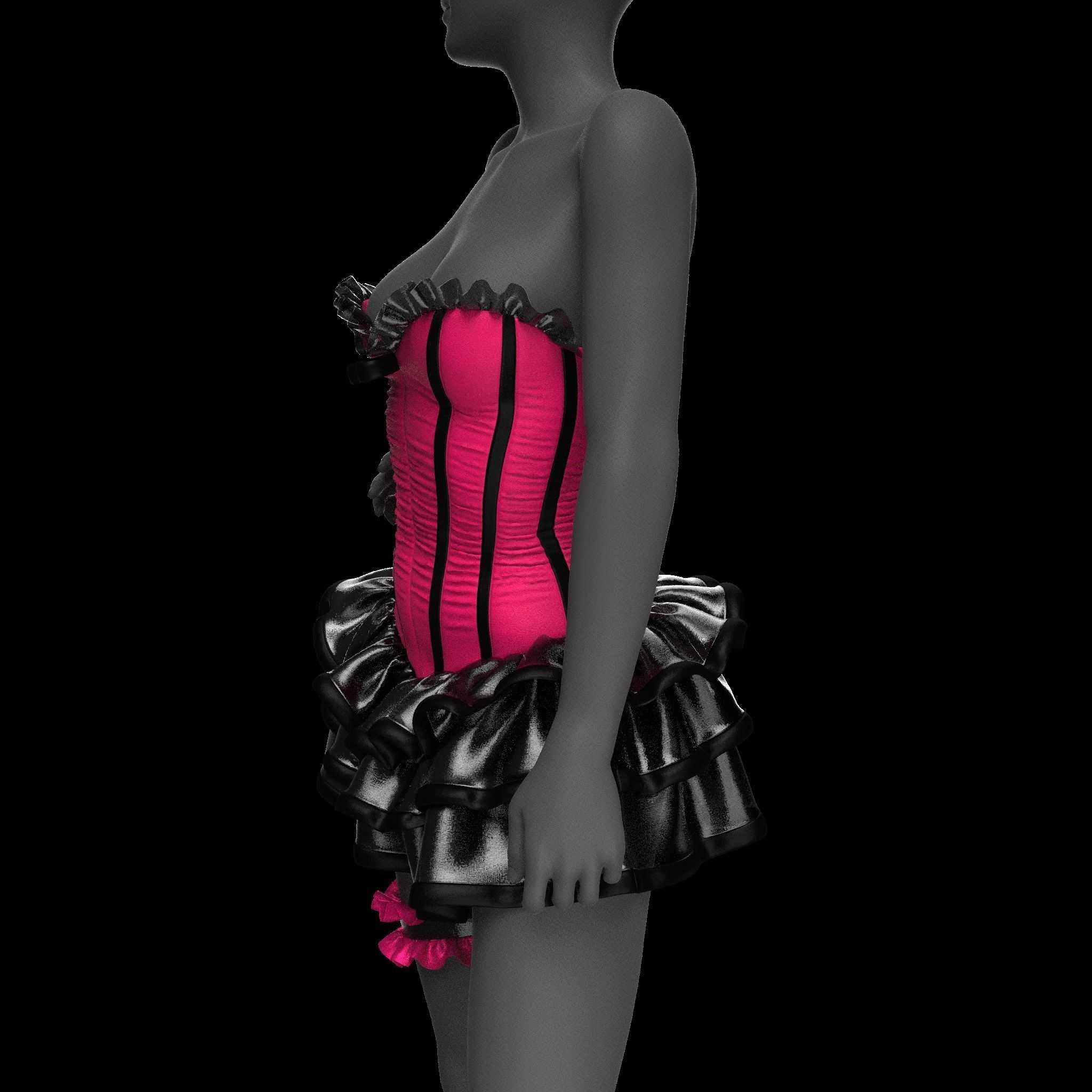 Ballerina Corset 29 MarvelousDesigner-CLO3D ZPRJ FBX OBJ MTL 3D model_9