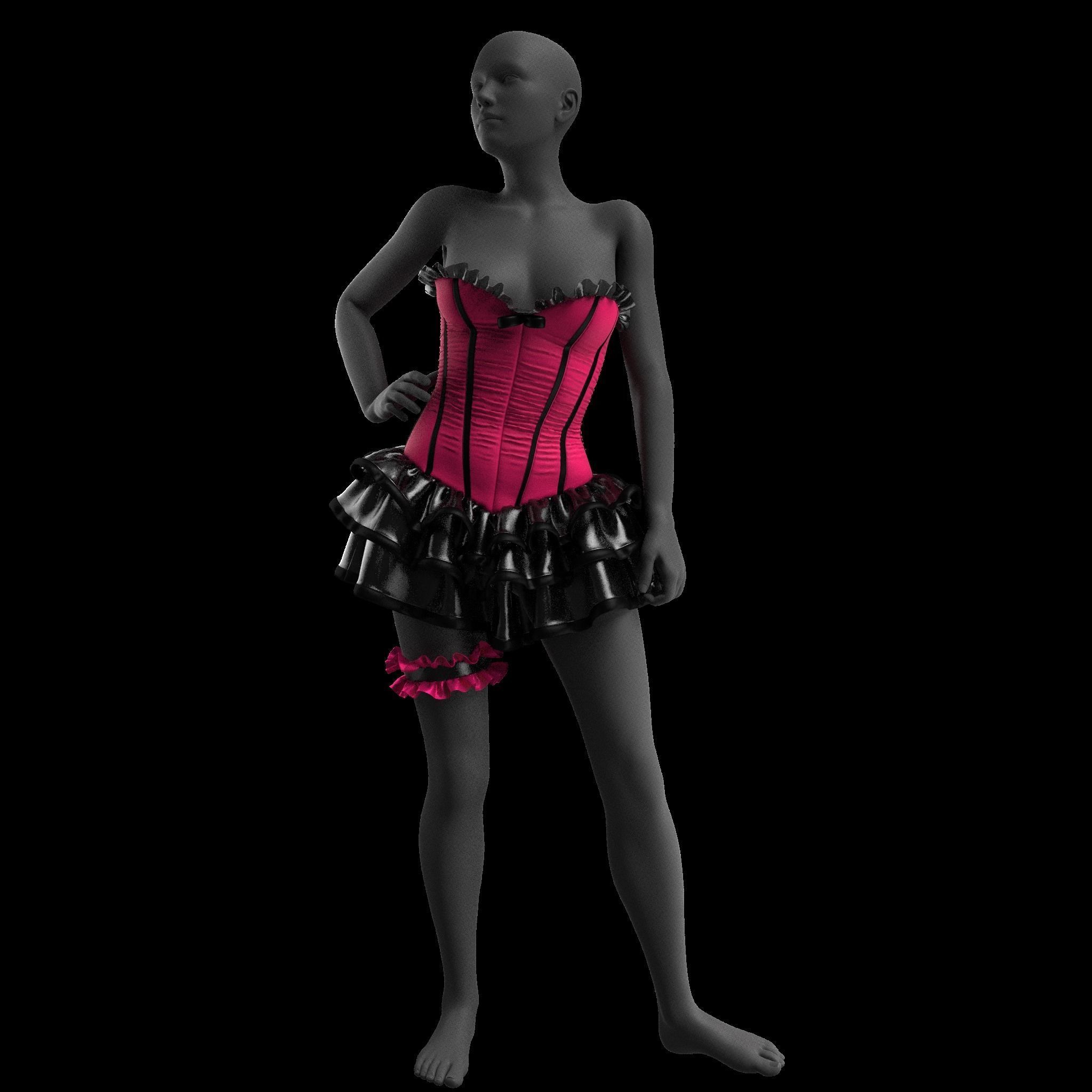 Ballerina Corset 29 MarvelousDesigner-CLO3D ZPRJ FBX OBJ MTL 3D model_7