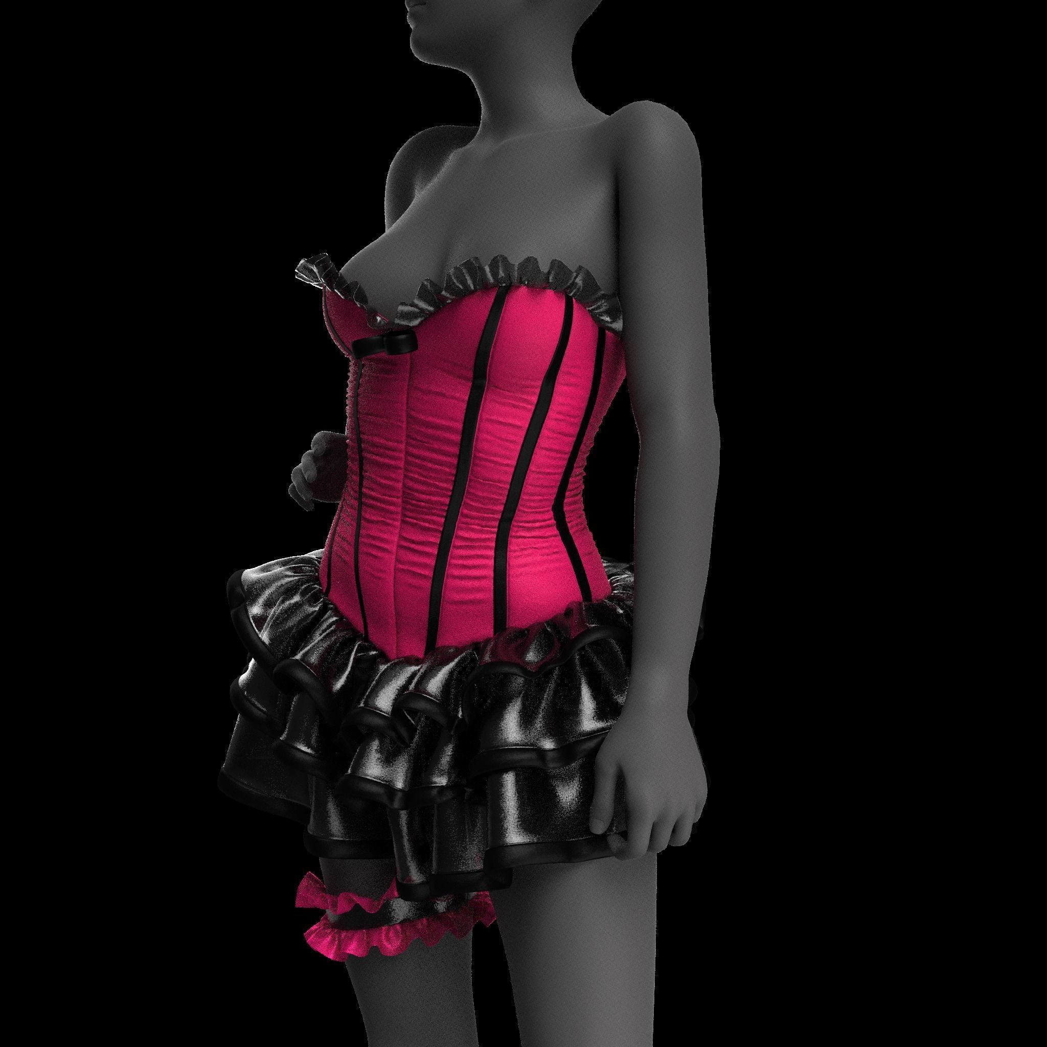 Ballerina Corset 29 MarvelousDesigner-CLO3D ZPRJ FBX OBJ MTL 3D model_12