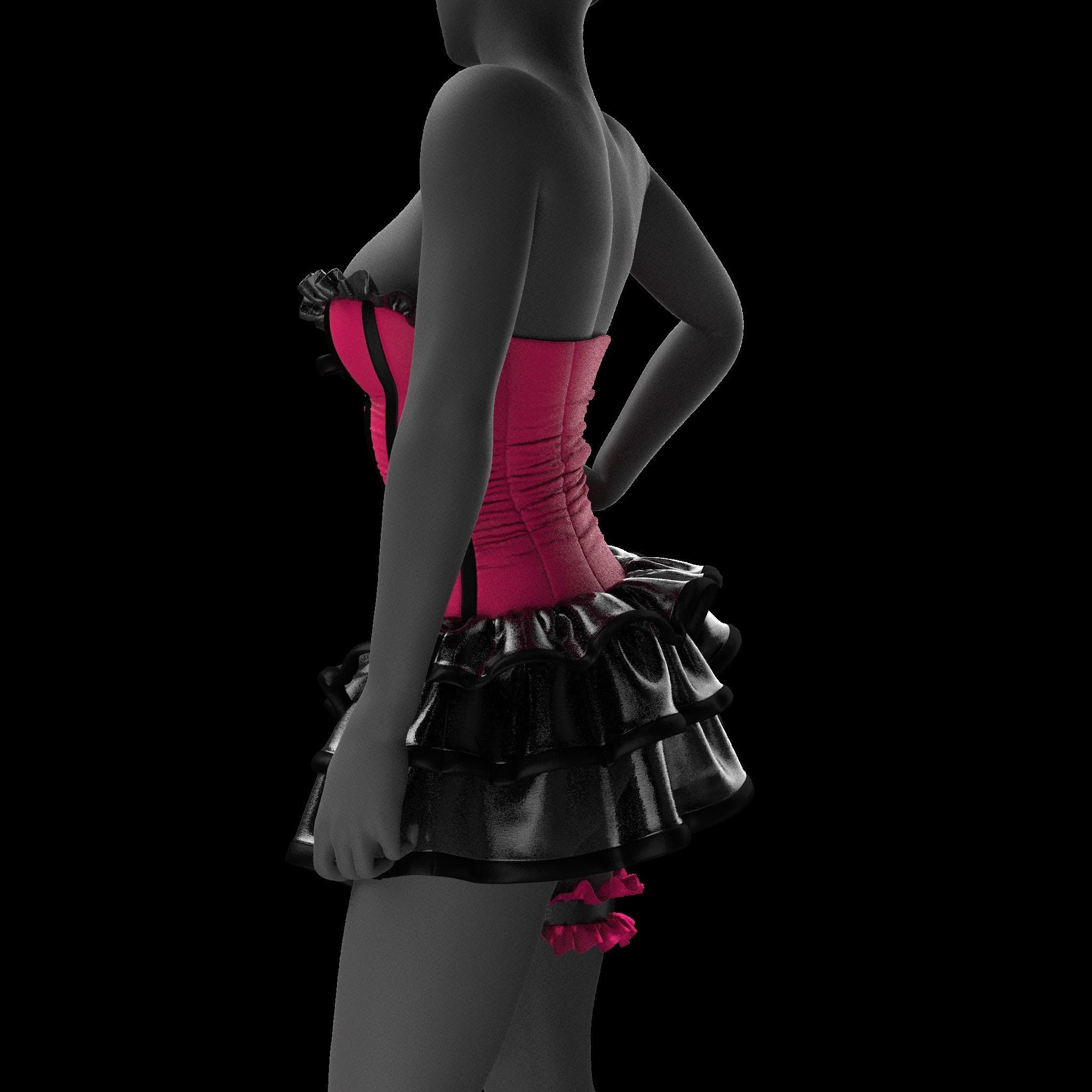 Ballerina Corset 29 MarvelousDesigner-CLO3D ZPRJ FBX OBJ MTL 3D model_8
